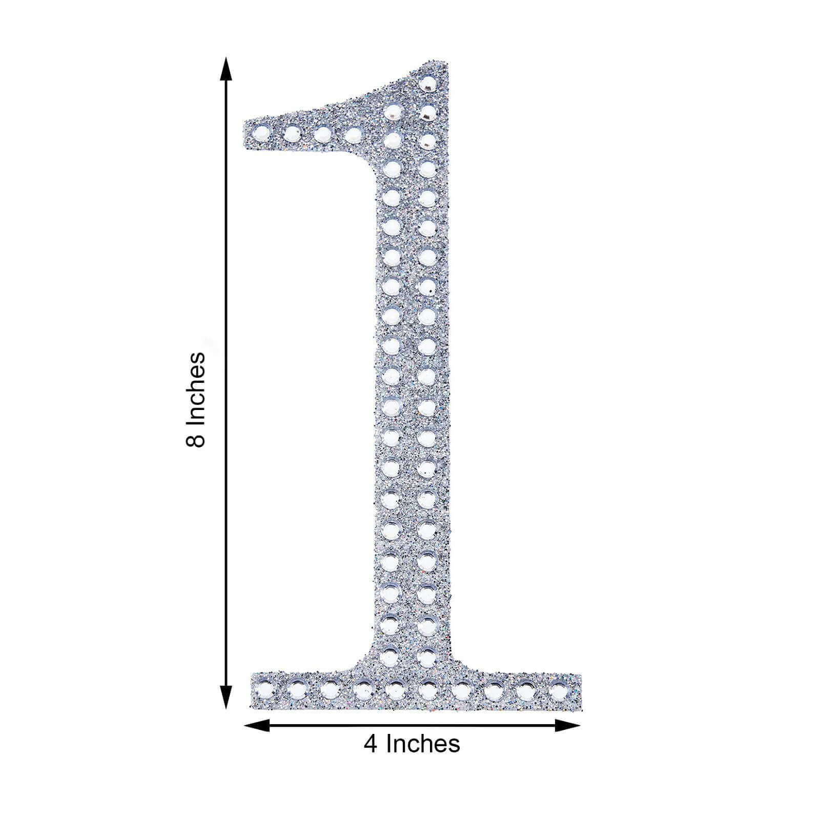 Decorative Rhinestone Number "1" Stickers 8", Silver Glitter Adhesive Craft Numbers - DIY Sparkle Embellishments - Image 3