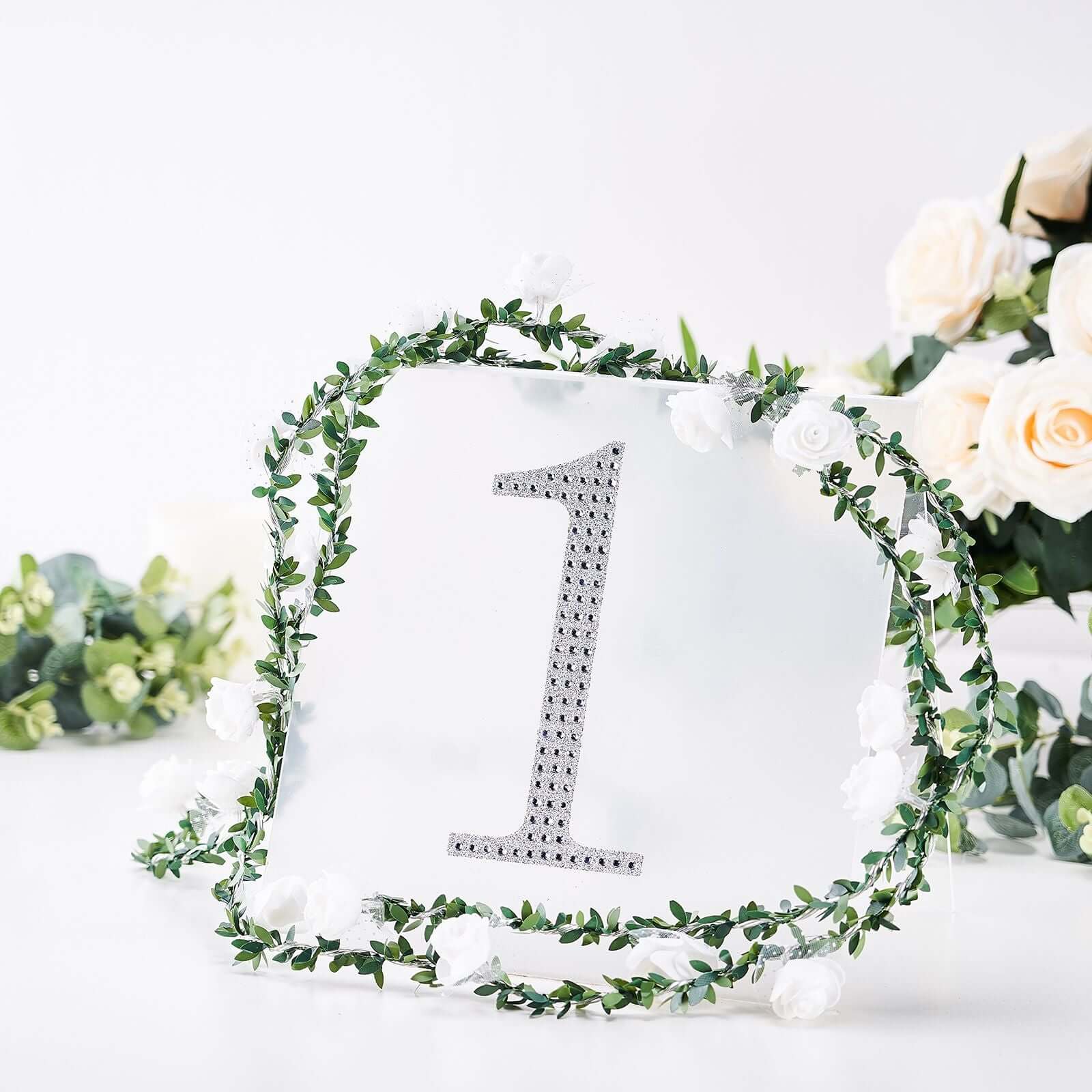Decorative Rhinestone Number "1" Stickers 8", Silver Glitter Adhesive Craft Numbers - DIY Sparkle Embellishments - Image 7