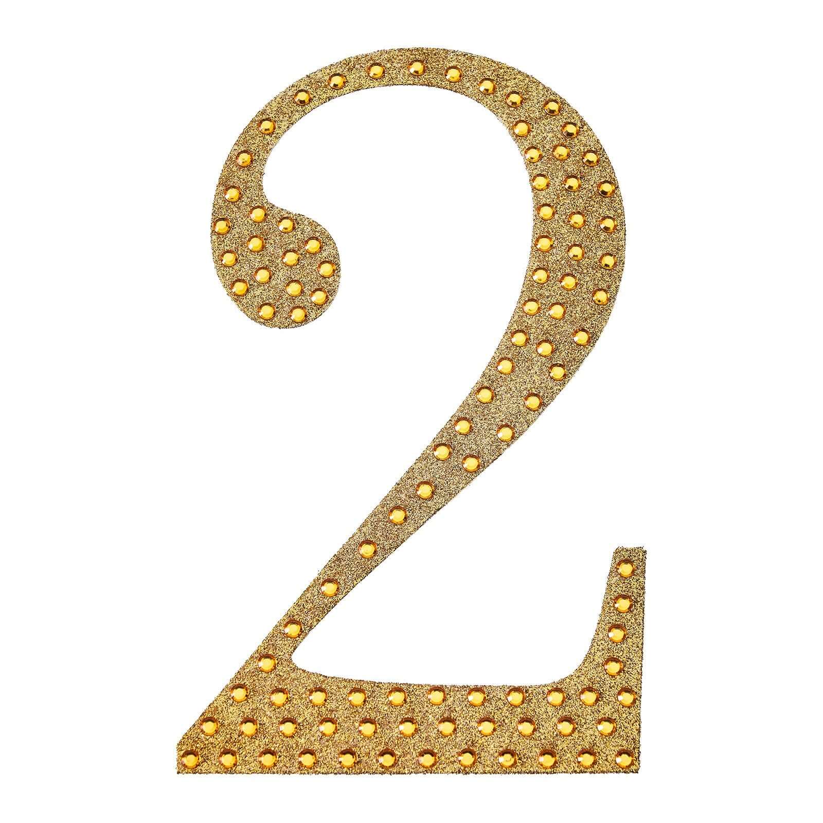 Decorative Rhinestone Number "2" Stickers 6", Gold Glitter Adhesive Craft Numbers - DIY Sparkle Embellishments - Image 6