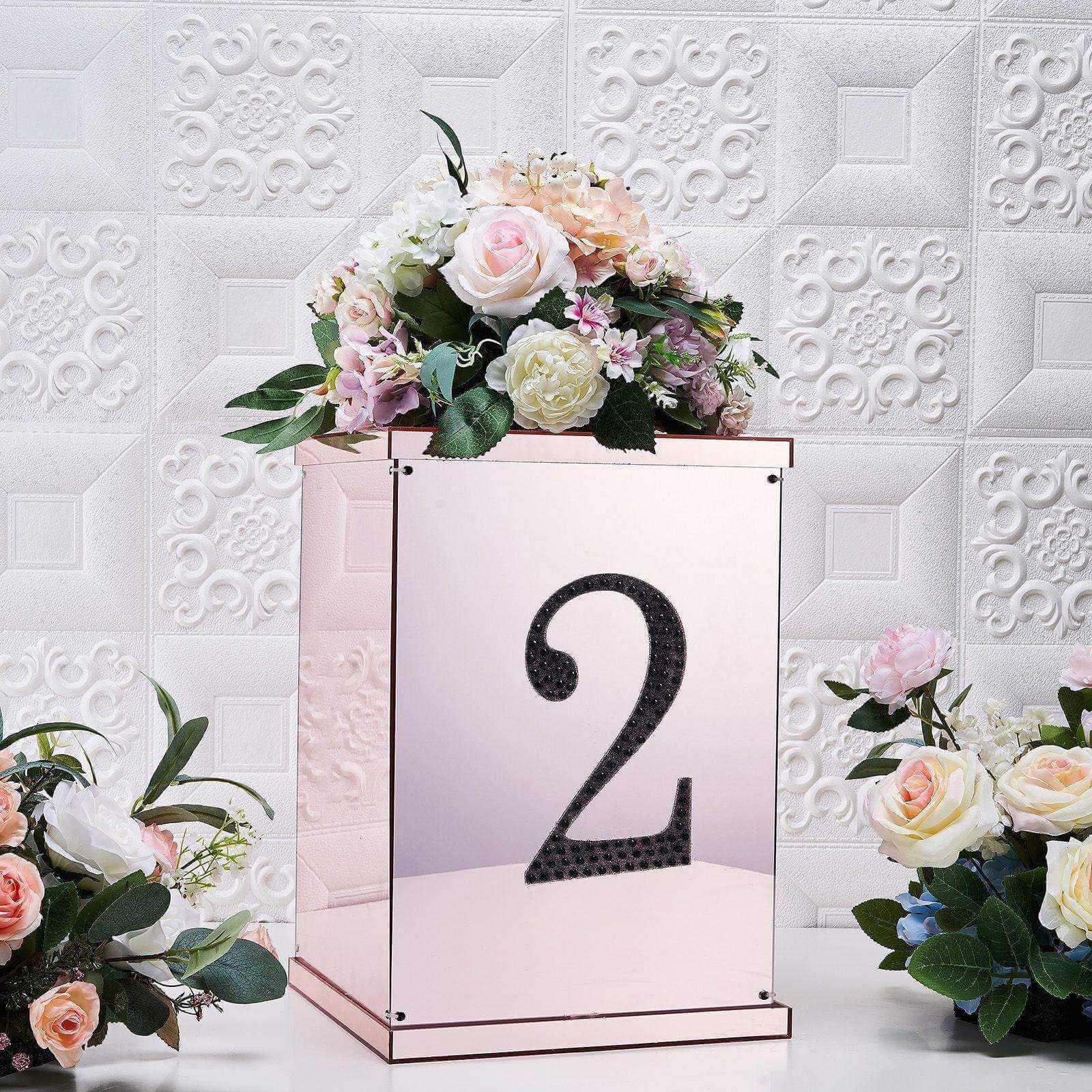 Decorative Rhinestone Number "2" Stickers 8", Black Glitter Adhesive Craft Numbers - DIY Sparkle Embellishments - Image 2