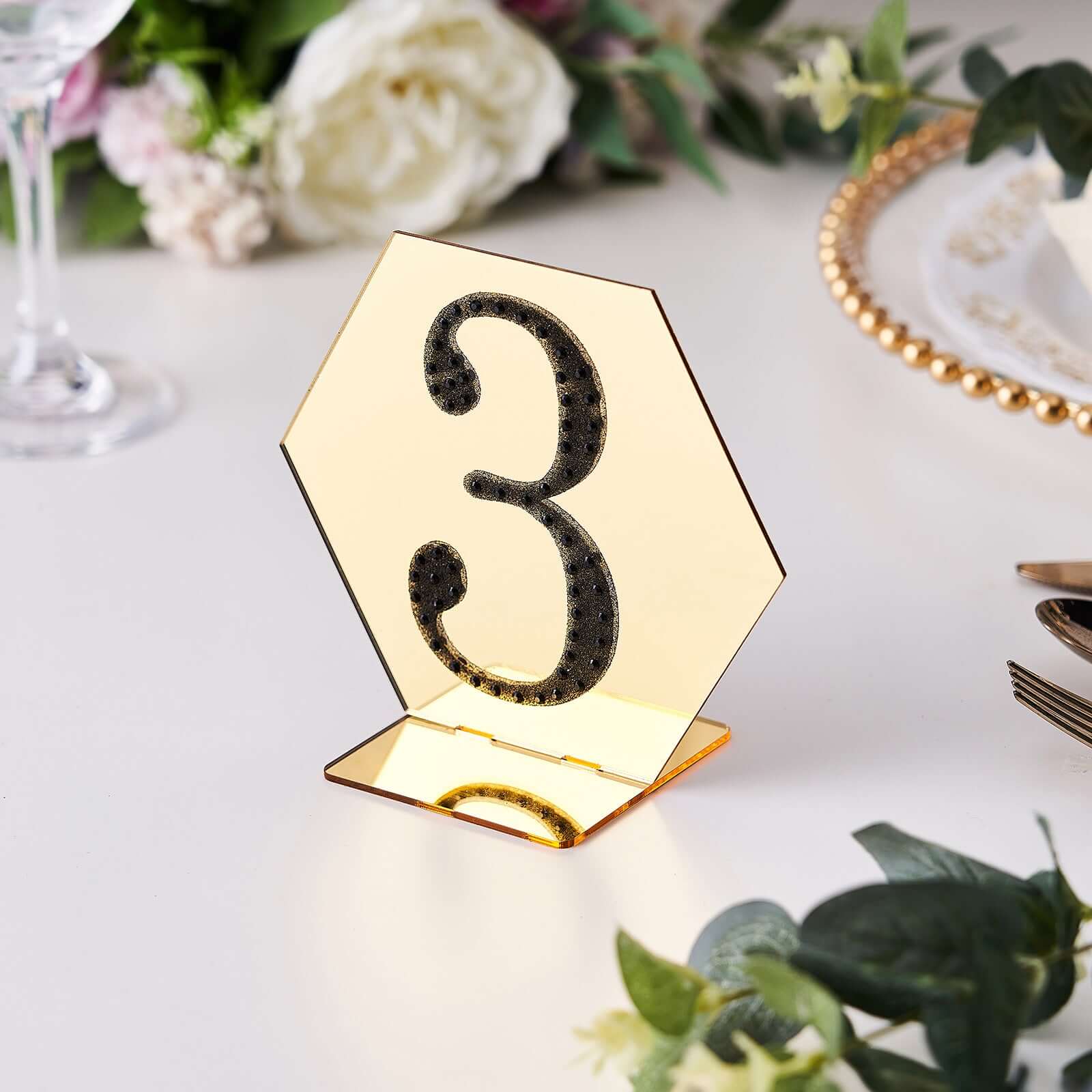 Decorative Rhinestone Number "3" Stickers 4", Black Glitter Adhesive Craft Numbers - DIY Sparkle Embellishments - Image 2