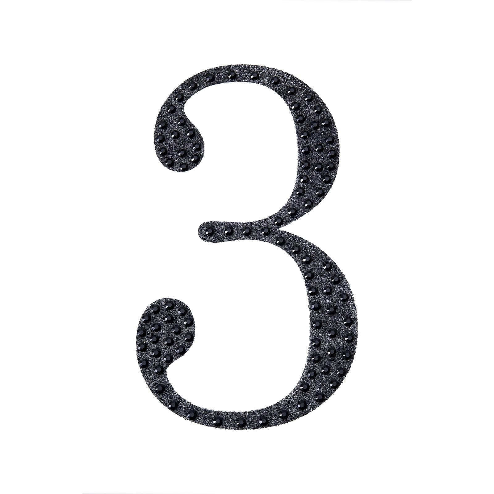 Decorative Rhinestone Number "3" Stickers 4", Black Glitter Adhesive Craft Numbers - DIY Sparkle Embellishments - Image 6