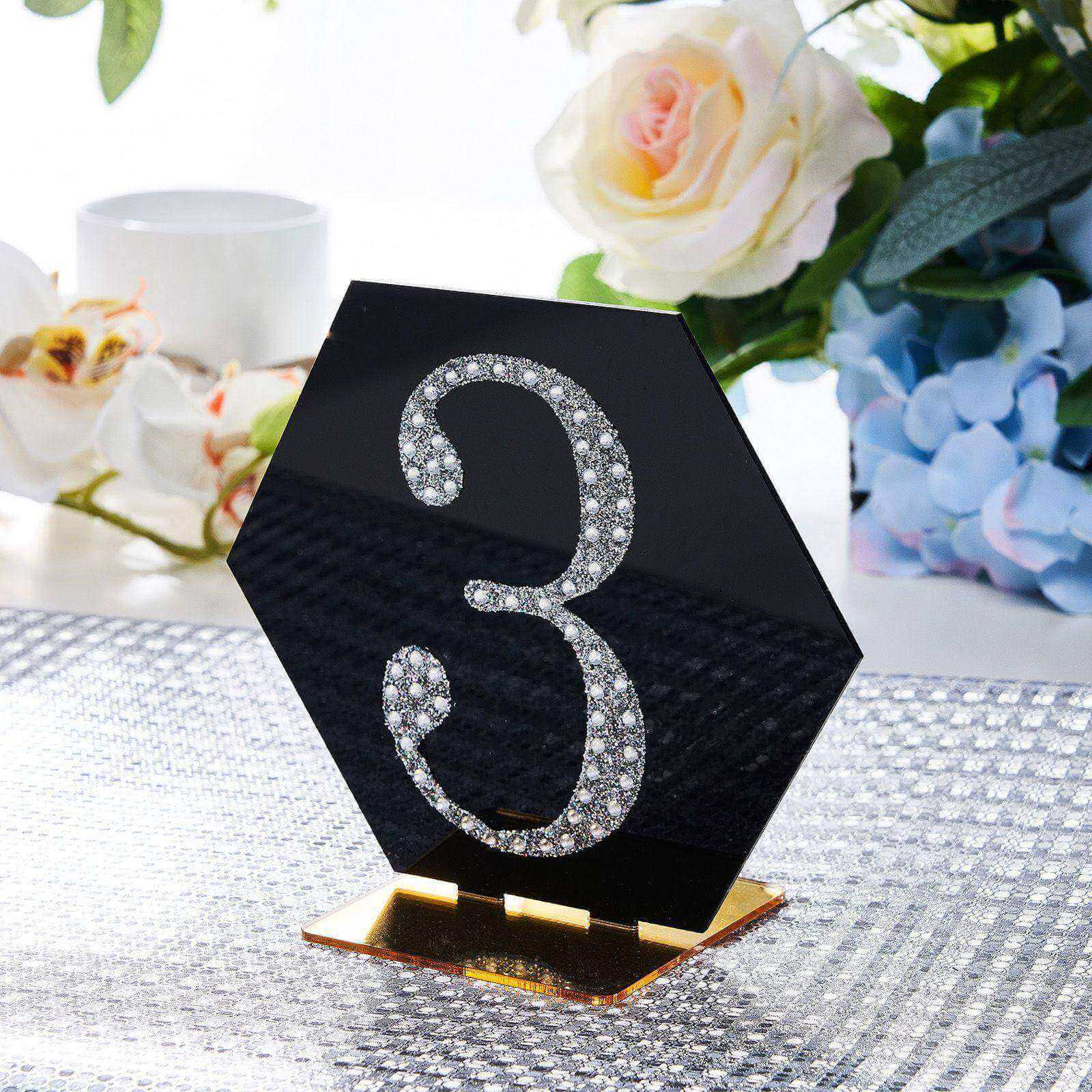 Decorative Rhinestone Number "3" Stickers 4", Silver Glitter Adhesive Craft Numbers - DIY Sparkle Embellishments - Image 2