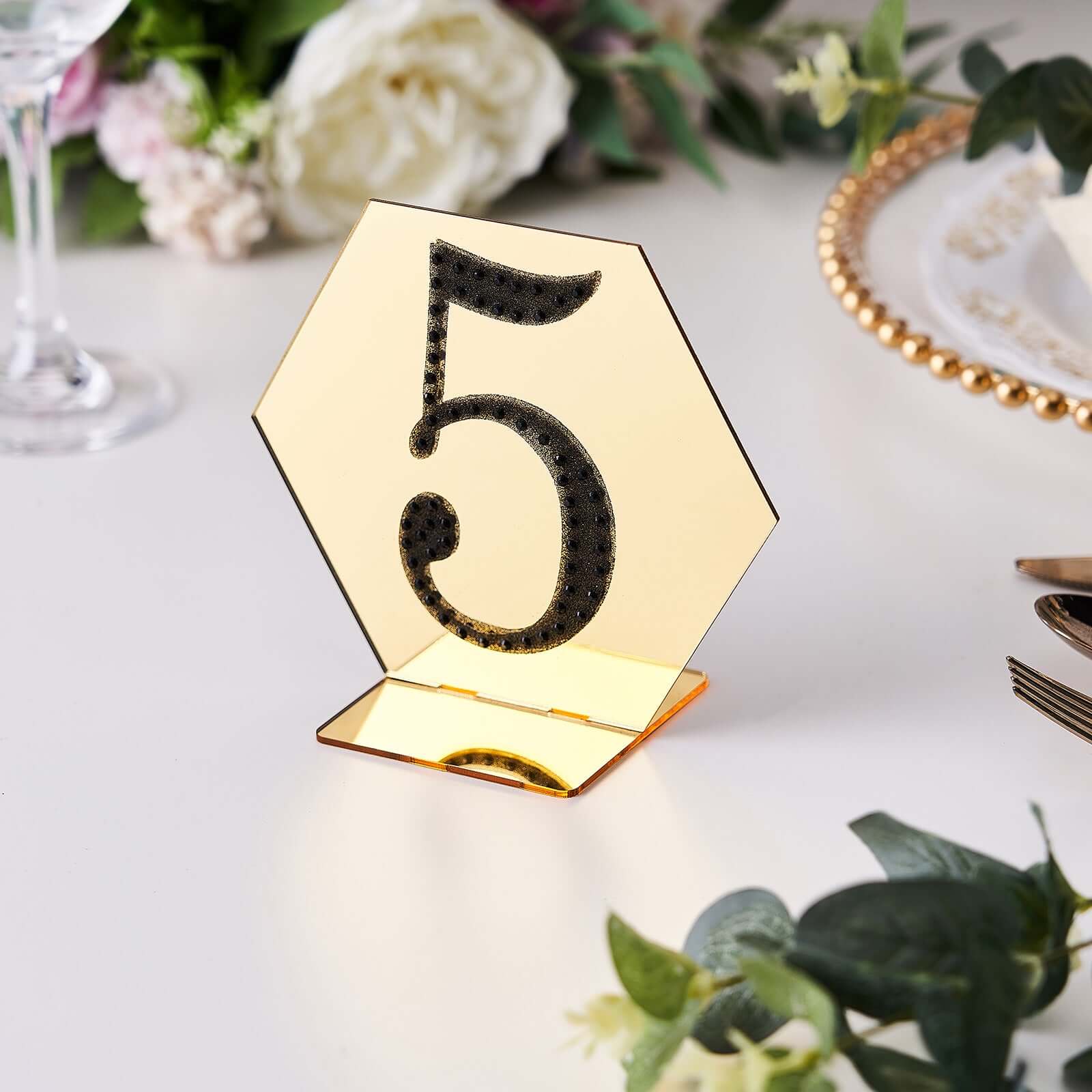 Decorative Rhinestone Number "5" Stickers 4", Black Glitter Adhesive Craft Numbers - DIY Sparkle Embellishments - Image 2
