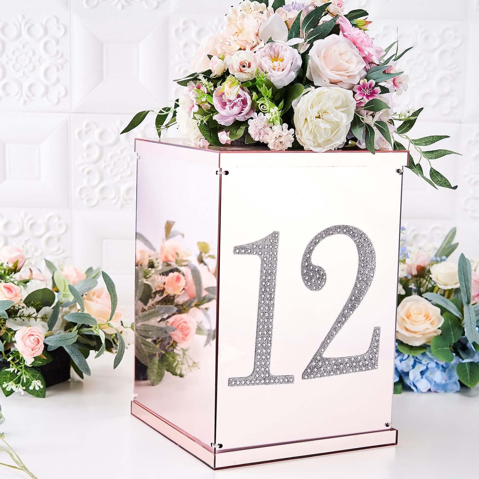 Decorative Rhinestone Number "5" Stickers 8", Silver Glitter Adhesive Craft Numbers - DIY Sparkle Embellishments - Image 8