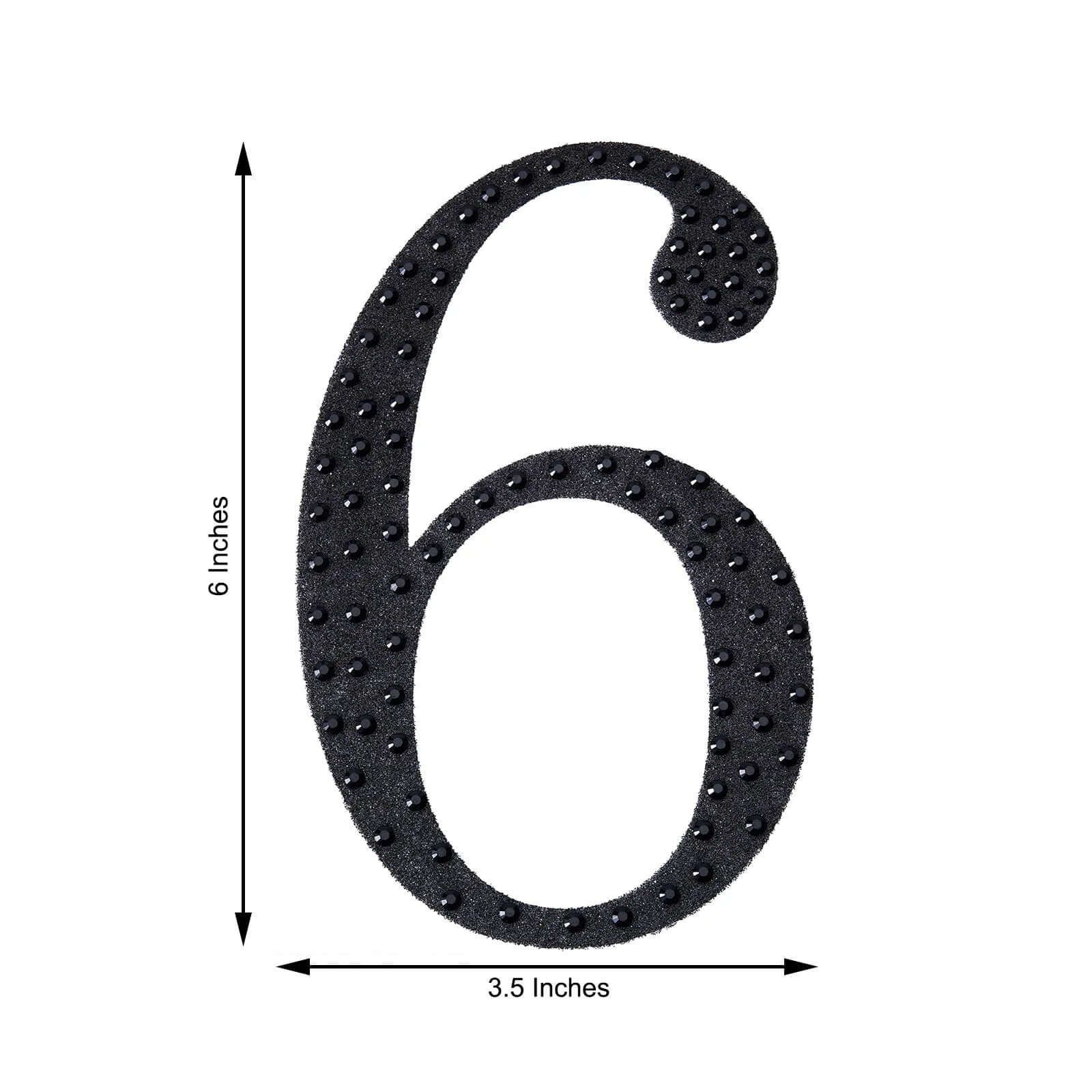 Decorative Rhinestone Number "6" Stickers 6", Black Glitter Adhesive Craft Numbers - DIY Sparkle Embellishments - Image 3