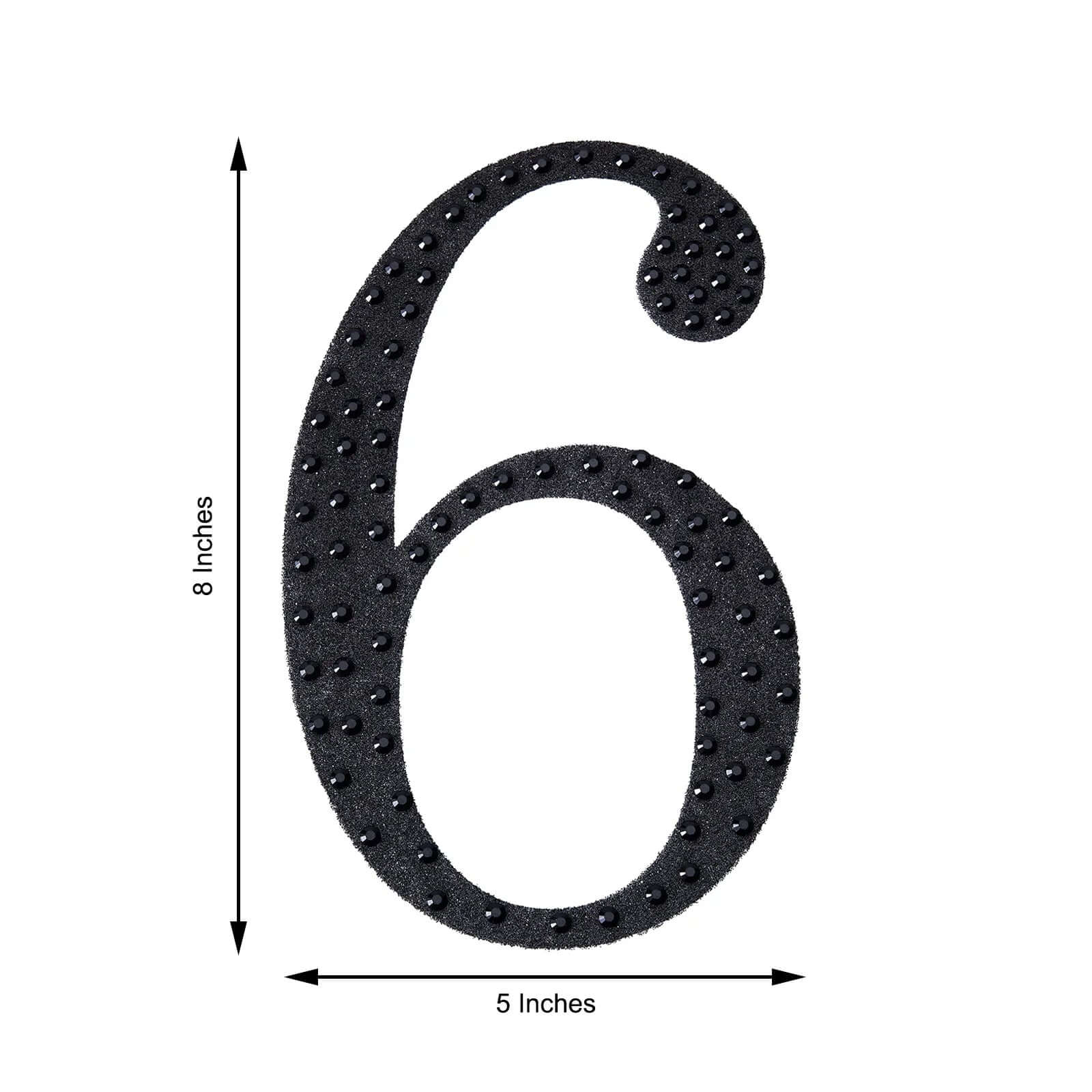 Decorative Rhinestone Number "6" Stickers 8", Black Glitter Adhesive Craft Numbers - DIY Sparkle Embellishments - Image 3
