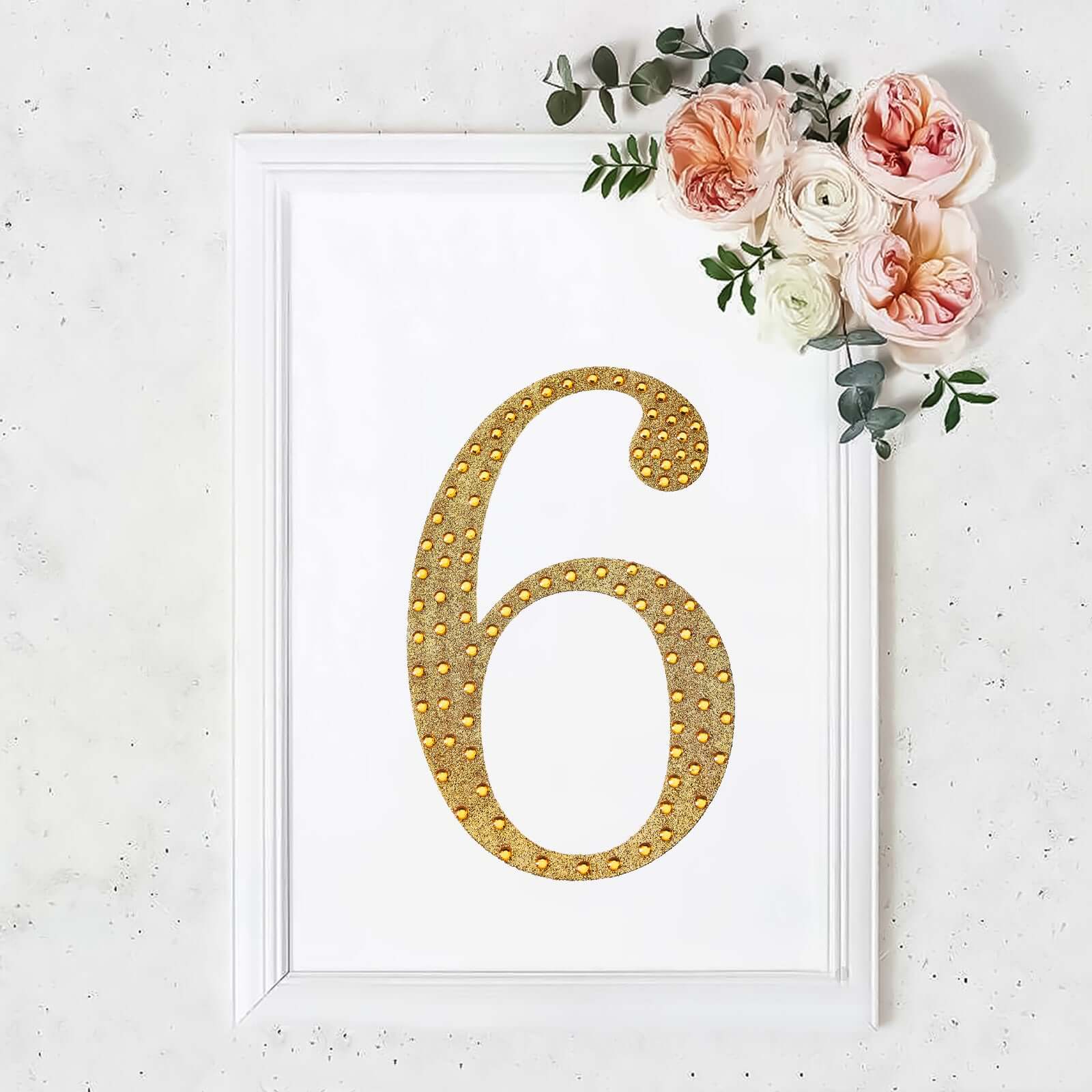 Decorative Rhinestone Number "6" Stickers 8", Gold Glitter Adhesive Craft Numbers - DIY Sparkle Embellishments - Image 11