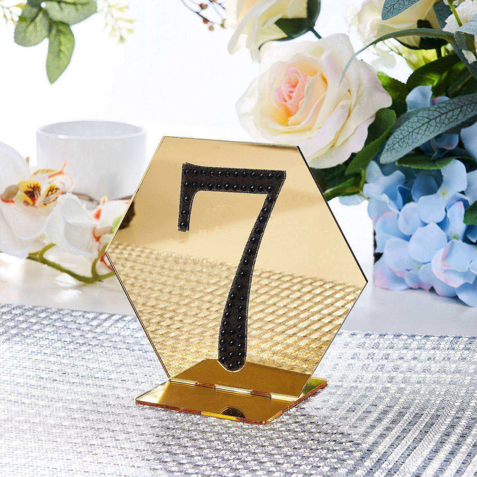 Decorative Rhinestone Number "7" Stickers 4", Black Glitter Adhesive Craft Numbers - DIY Sparkle Embellishments