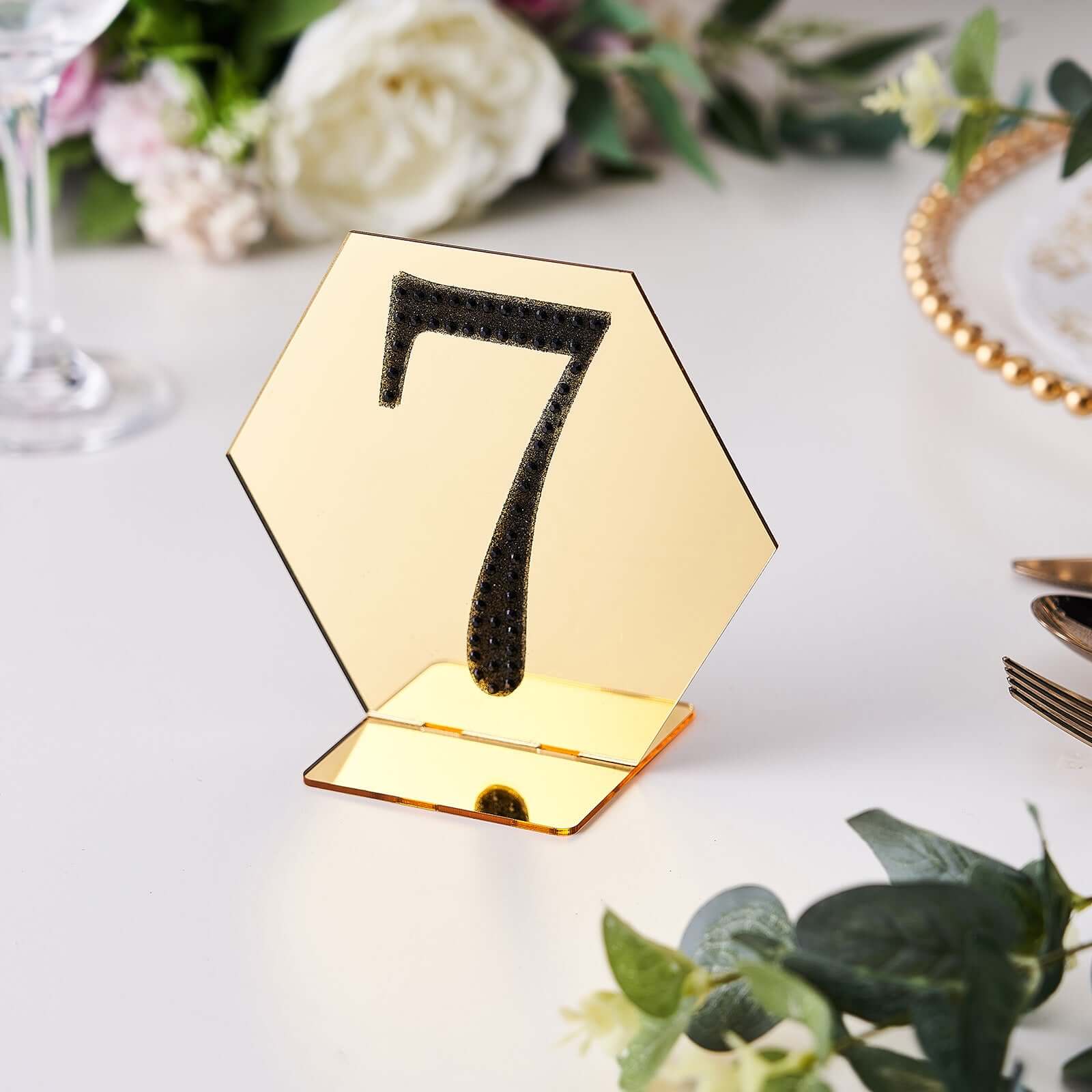 Decorative Rhinestone Number "7" Stickers 4", Black Glitter Adhesive Craft Numbers - DIY Sparkle Embellishments - Image 2
