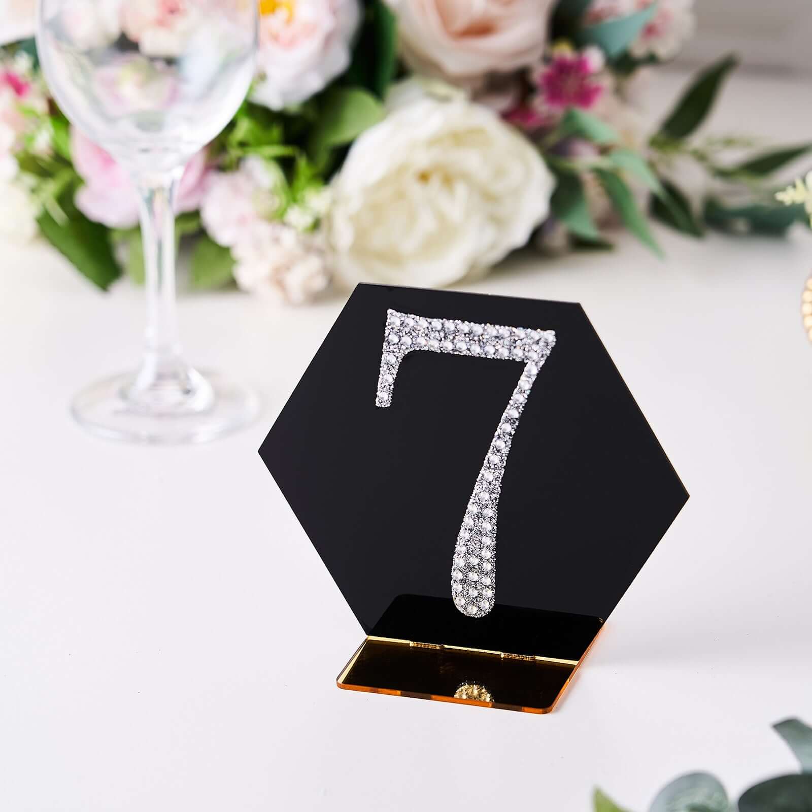 Decorative Rhinestone Number "7" Stickers 4", Silver Glitter Adhesive Craft Numbers - DIY Sparkle Embellishments