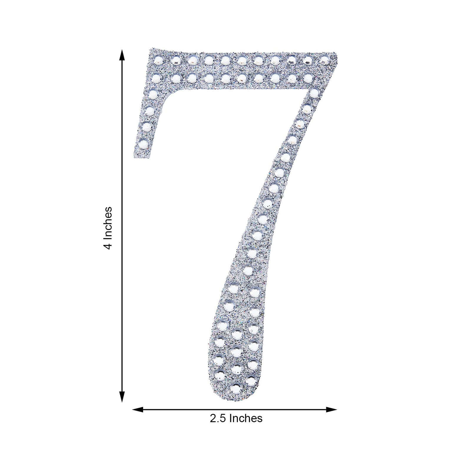 Decorative Rhinestone Number "7" Stickers 4", Silver Glitter Adhesive Craft Numbers - DIY Sparkle Embellishments - Image 3