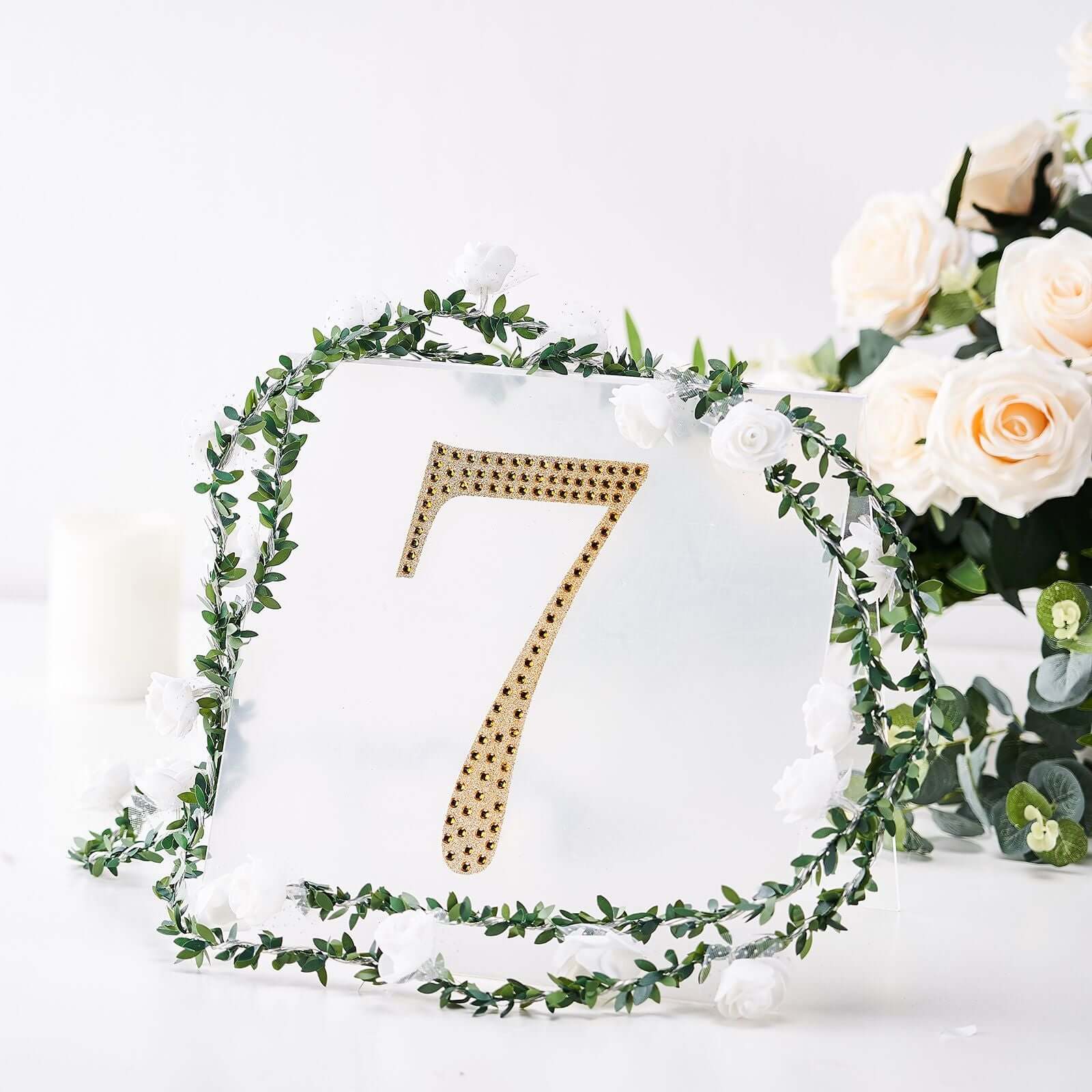 Decorative Rhinestone Number "7" Stickers 8", Gold Glitter Adhesive Craft Numbers - DIY Sparkle Embellishments - Image 7