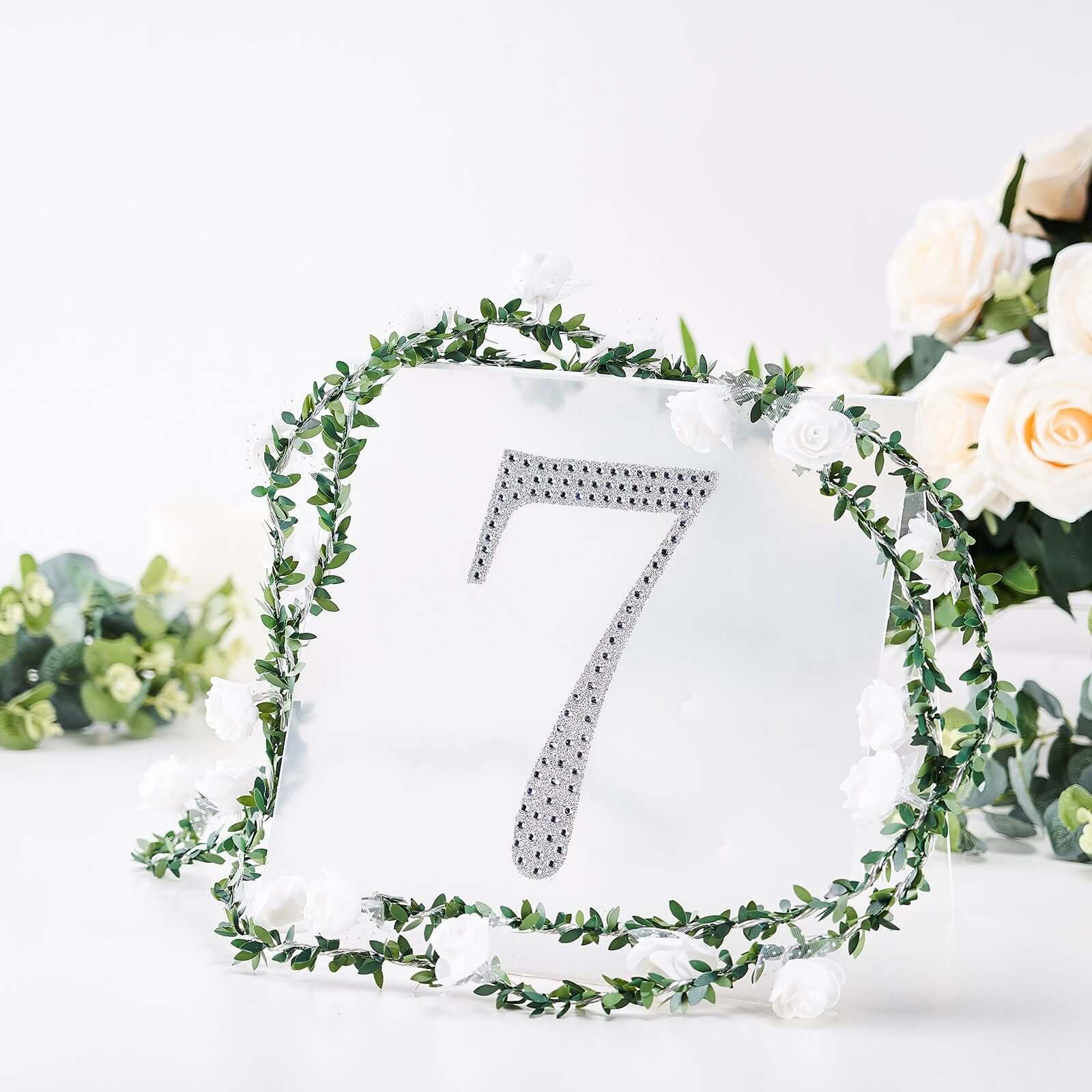 Decorative Rhinestone Number "7" Stickers 8", Silver Glitter Adhesive Craft Numbers - DIY Sparkle Embellishments - Image 7