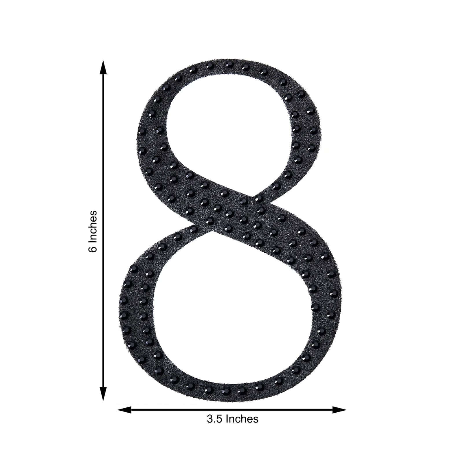 Decorative Rhinestone Number "8" Stickers 6", Black Glitter Adhesive Craft Numbers - DIY Sparkle Embellishments - Image 3