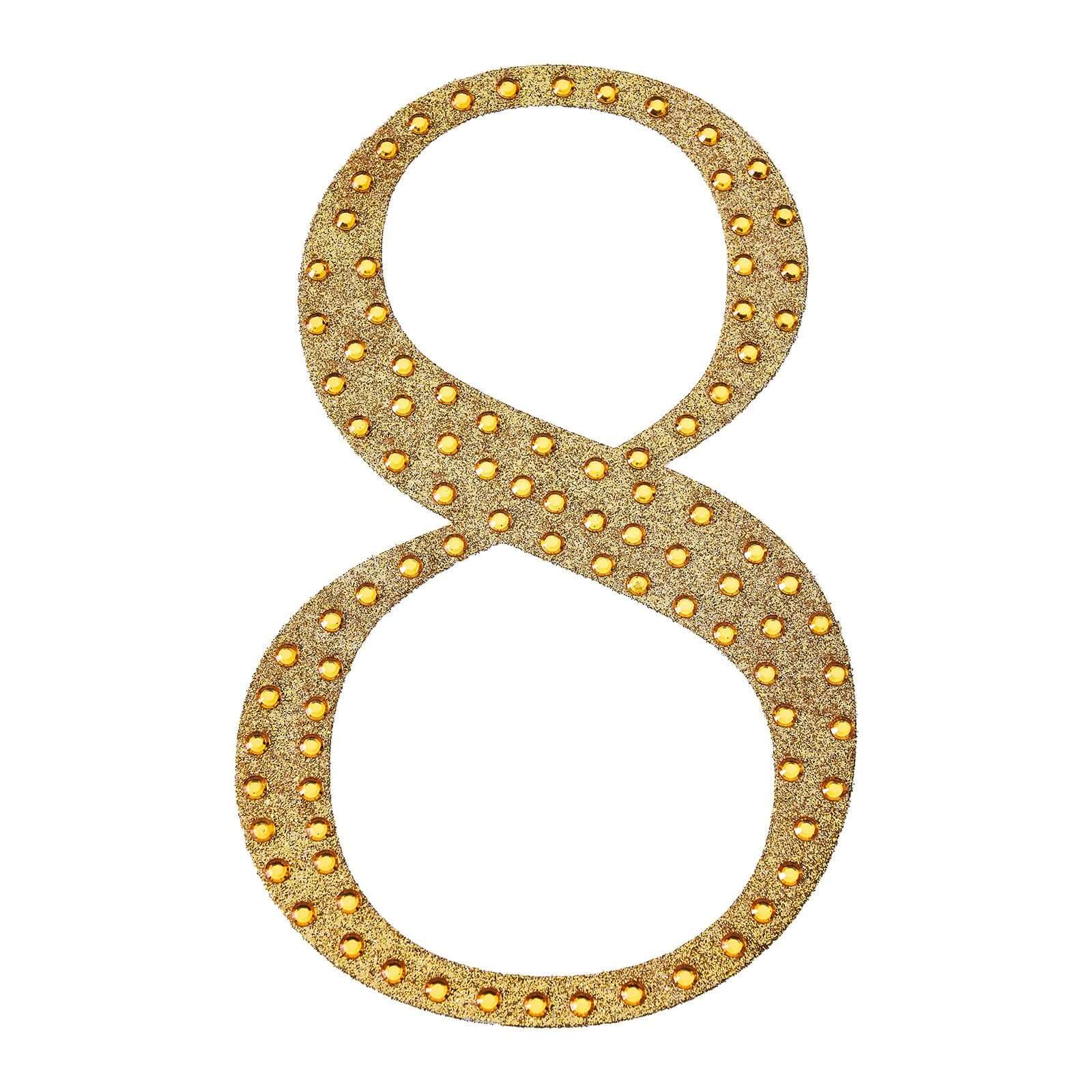 Decorative Rhinestone Number "8" Stickers 8", Gold Glitter Adhesive Craft Numbers - DIY Sparkle Embellishments - Image 6
