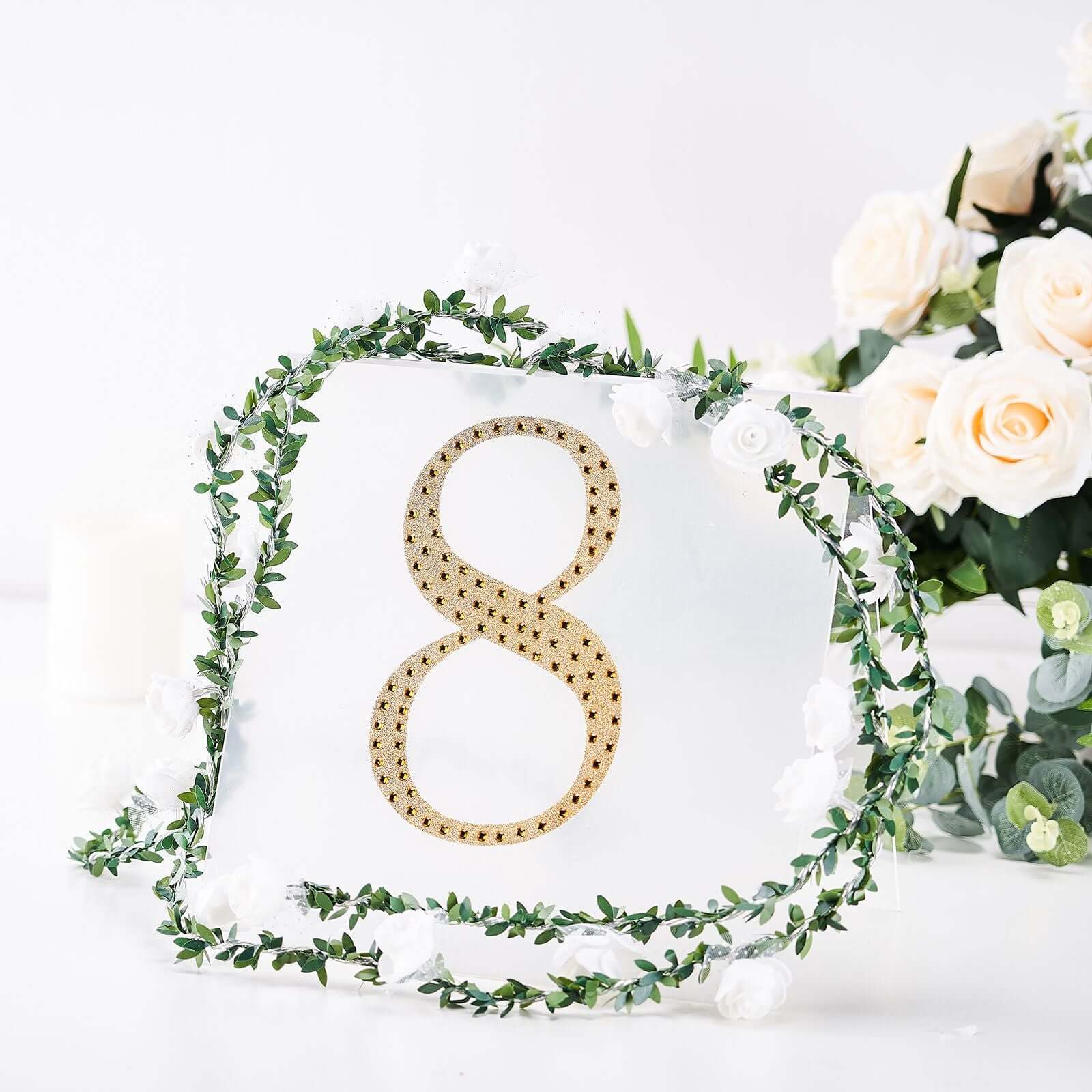 Decorative Rhinestone Number "8" Stickers 8", Gold Glitter Adhesive Craft Numbers - DIY Sparkle Embellishments - Image 7