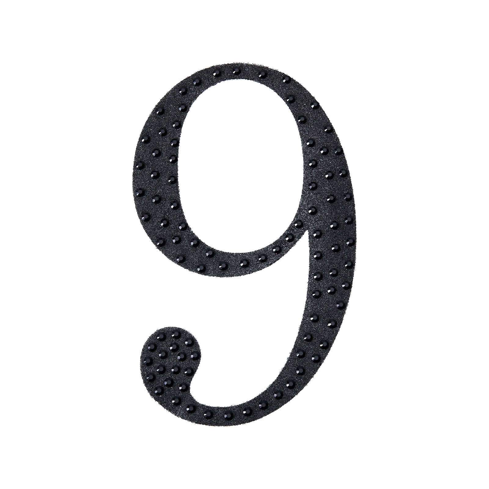 Decorative Rhinestone Number "9" Stickers 6", Black Glitter Adhesive Craft Numbers - DIY Sparkle Embellishments - Image 6
