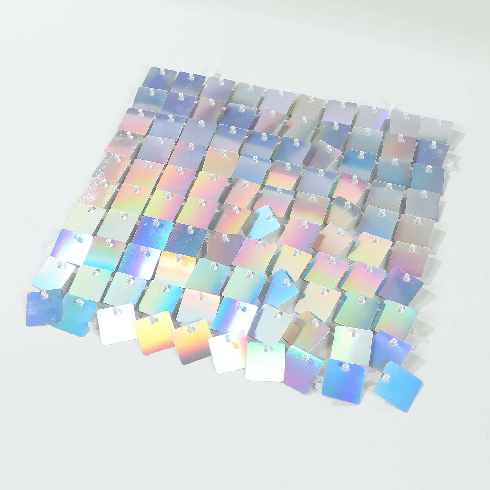Disco Theme Iridescent Blue Square Sequin Shimmer Wall Party Photo Backdrop, 24sq.ft Active Spangle Wall Art Décor Panels - 24 Panels - Image 2