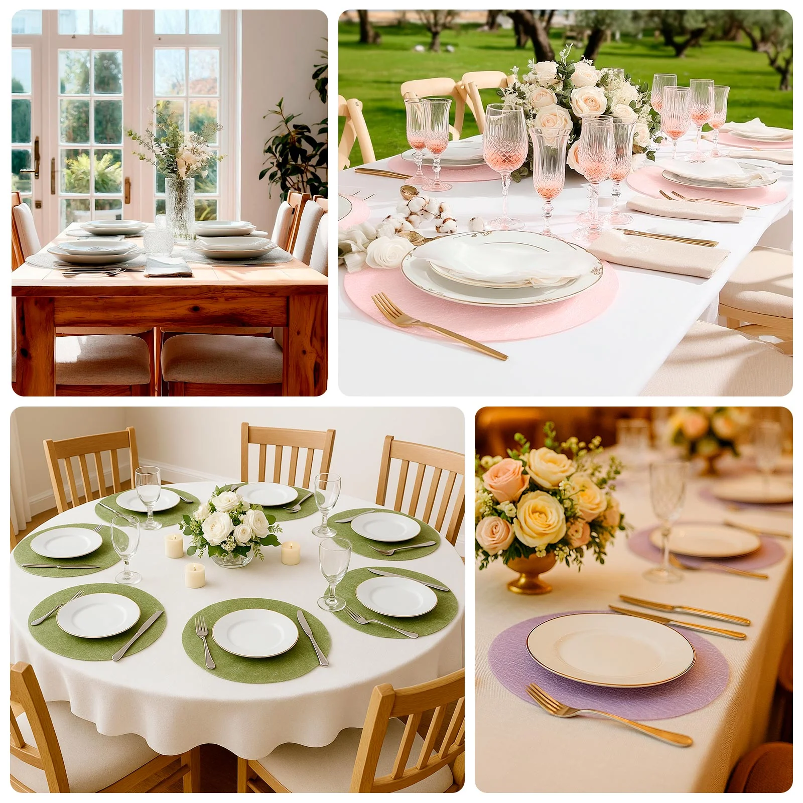 50 Pack Non-Woven Mesh Fiber Round Placemats, 13" Olive Green Disposable Table Mats for Dining & Events - Image 4