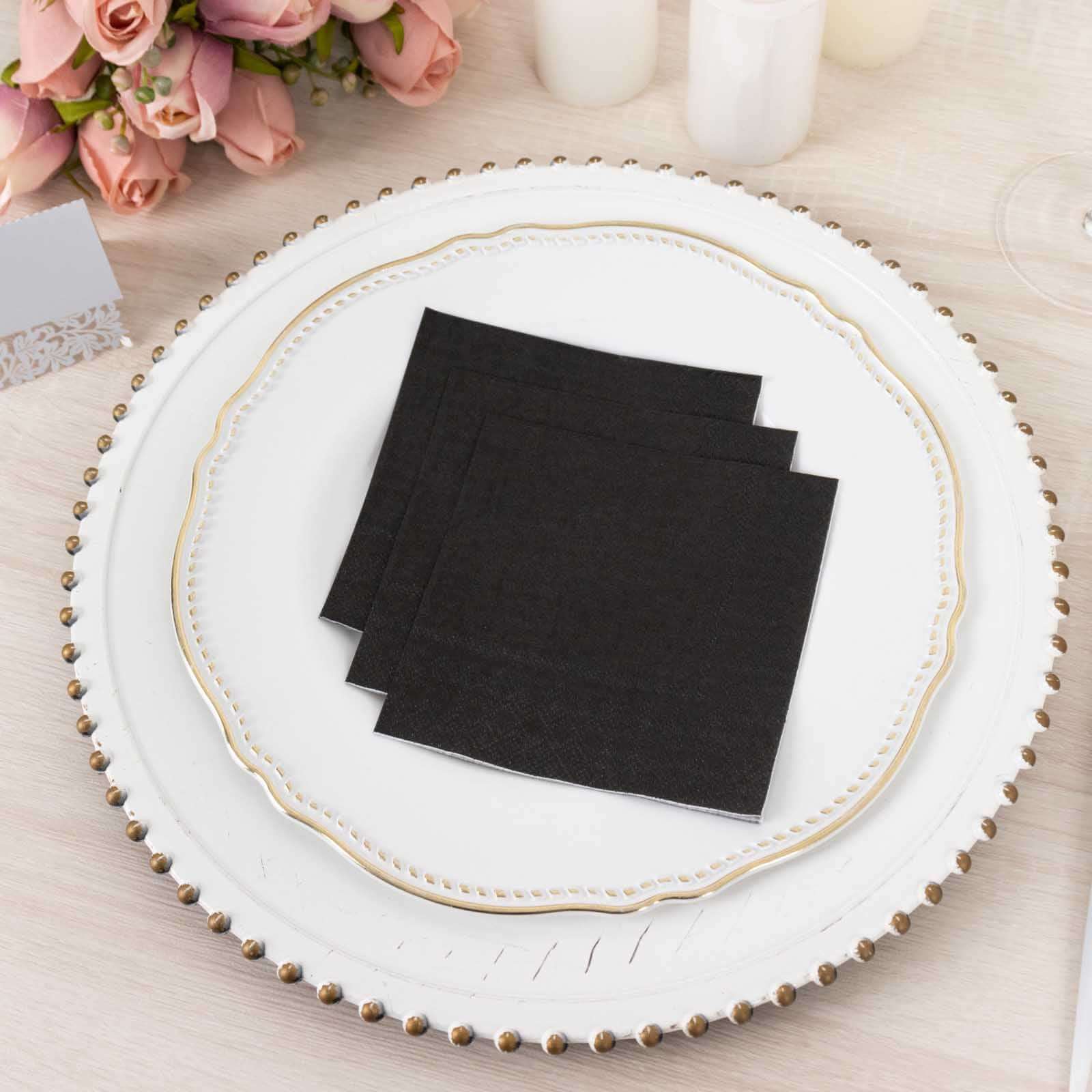 50-Pack Paper Beverage Napkins 2 Ply Black 5"x5" - Soft Disposable Cocktail Napkins 18GSM - Image 2