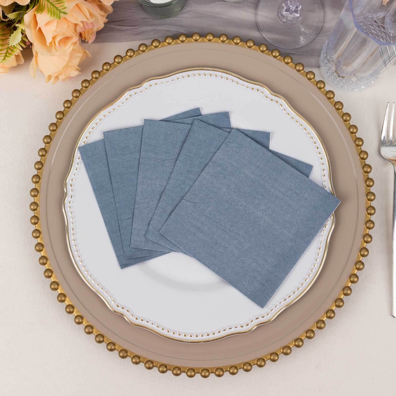 50-Pack Paper Beverage Napkins 2 Ply Dusty Blue 5"x5" - Soft Disposable Cocktail Napkins 18GSM - Image 10