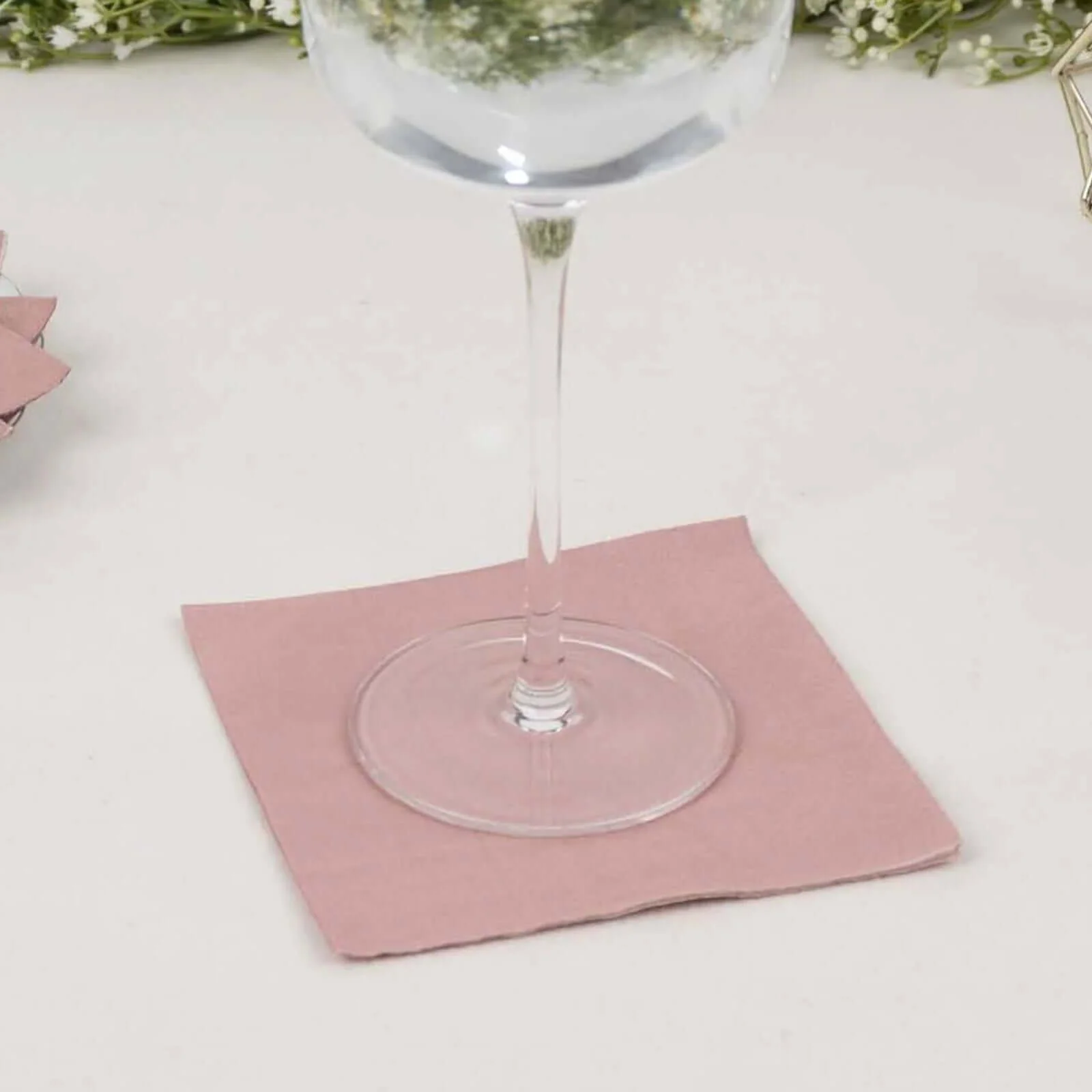 50-Pack Paper Beverage Napkins 2 Ply Dusty Rose 5"x5" - Soft Disposable Cocktail Napkins 18GSM - Image 6