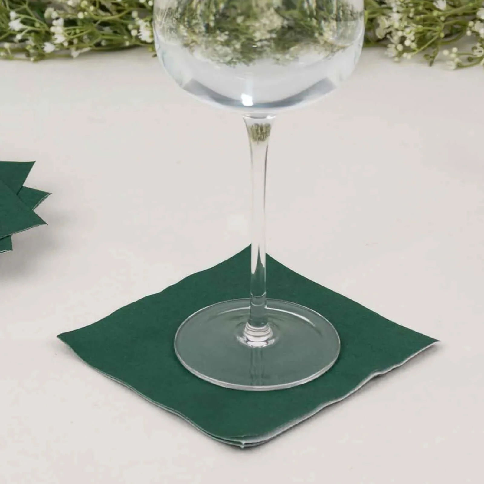 50-Pack Paper Beverage Napkins 2 Ply Hunter Emerald Green 5"x5" - Soft Disposable Cocktail Napkins 18GSM - Image 6