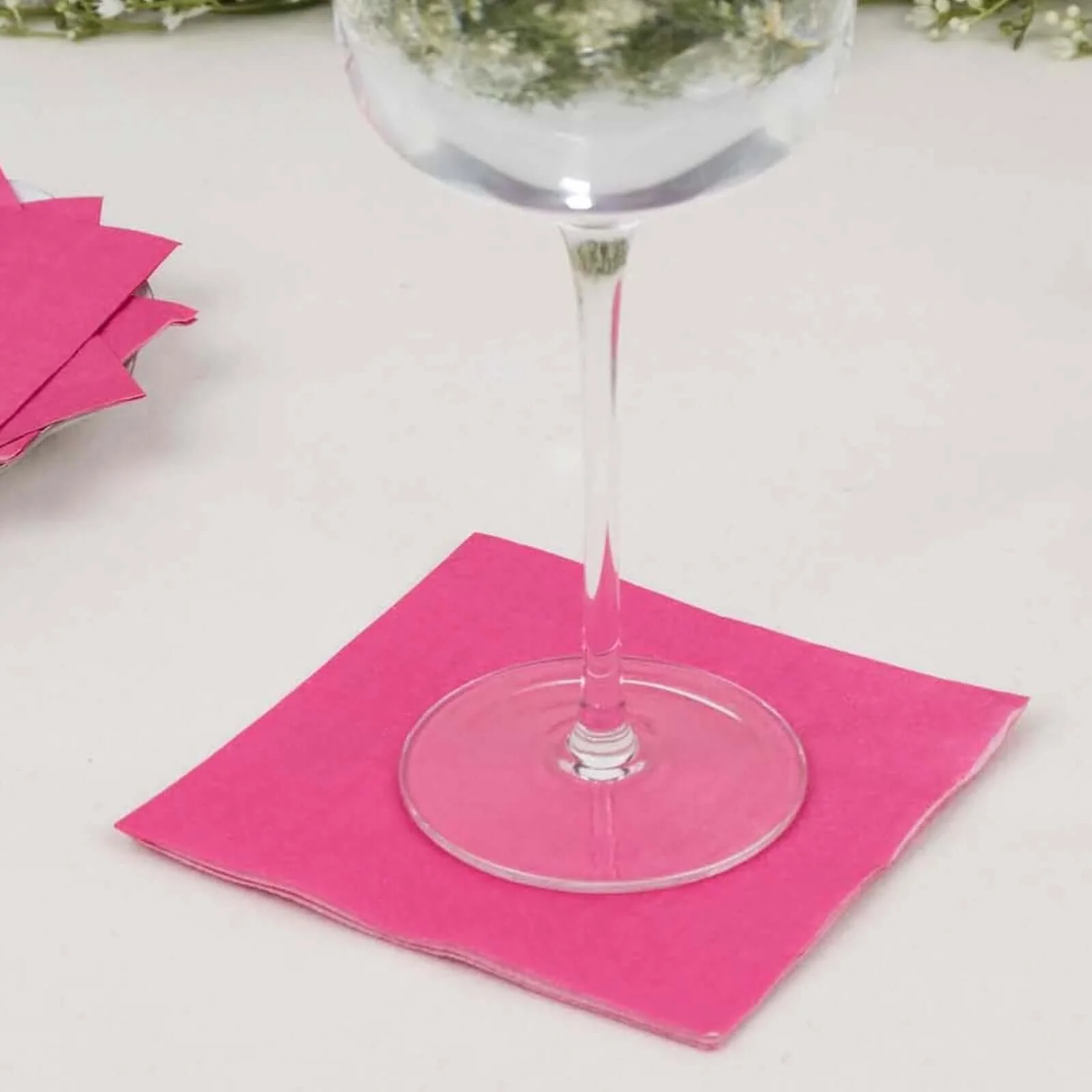 50-Pack Paper Beverage Napkins 2 Ply Fuchsia 5"x5" - Soft Disposable Cocktail Napkins 18GSM - Image 6