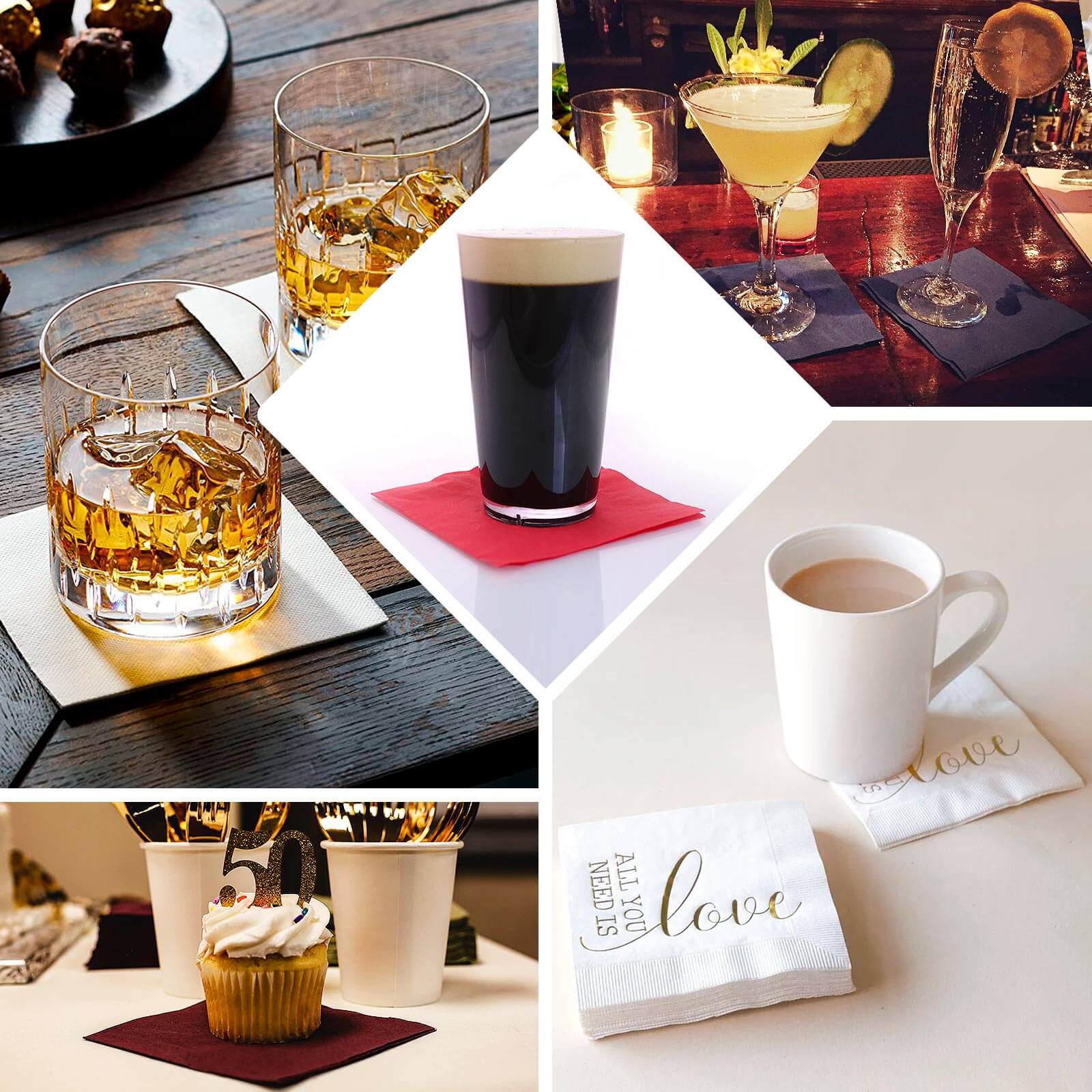 50-Pack Paper Beverage Napkins 2 Ply Pink 5"x5" - Soft Disposable Cocktail Napkins 18GSM - Image 5