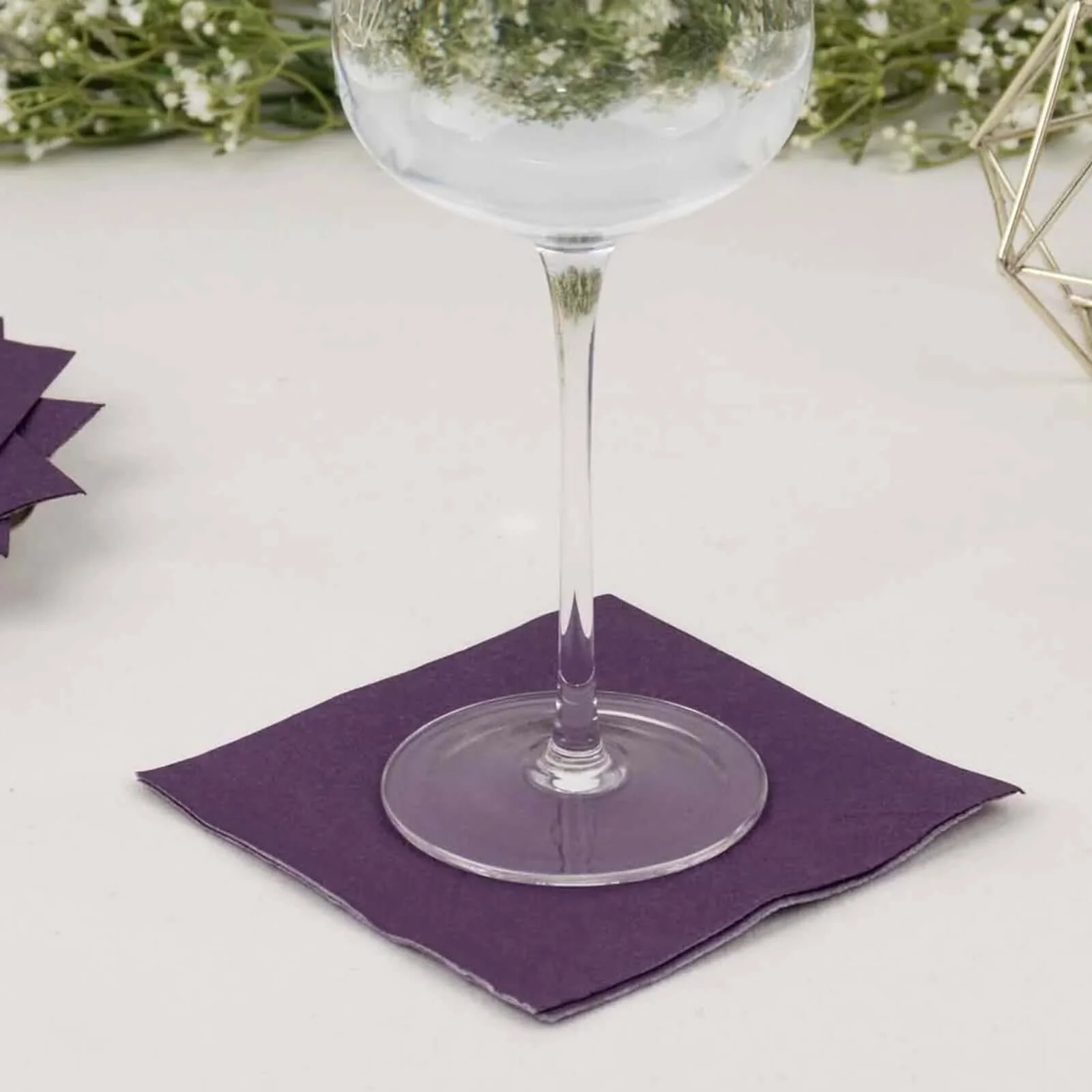 50-Pack Paper Beverage Napkins 2 Ply Purple 5"x5" - Soft Disposable Cocktail Napkins 18GSM - Image 6