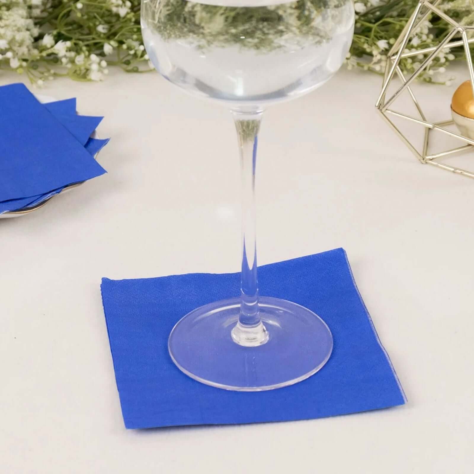 50-Pack Paper Beverage Napkins 2 Ply Royal Blue 5"x5" - Soft Disposable Cocktail Napkins 18GSM - Image 6
