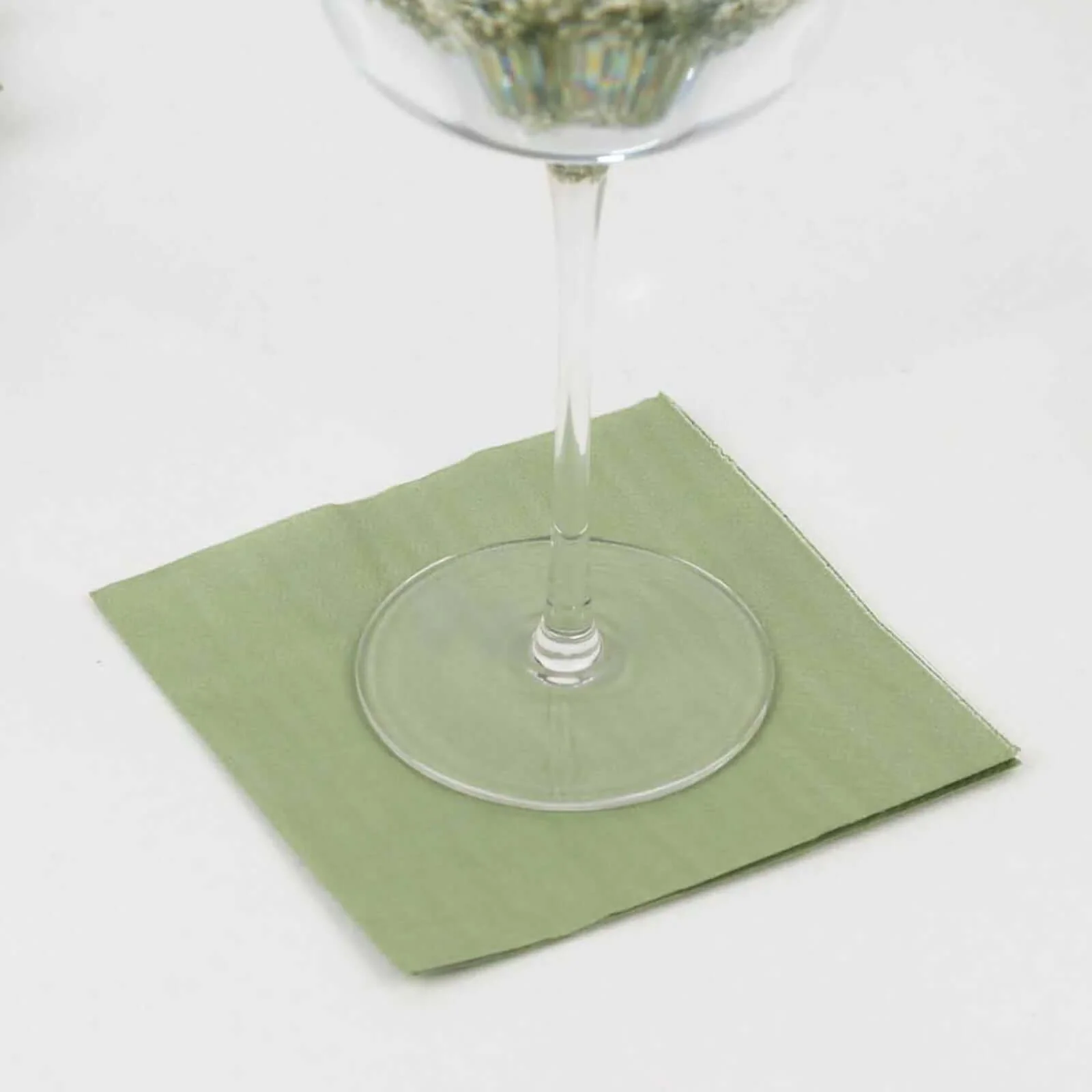 50-Pack Paper Beverage Napkins 2 Ply Sage Green 5"x5" - Soft Disposable Cocktail Napkins 18GSM - Image 6