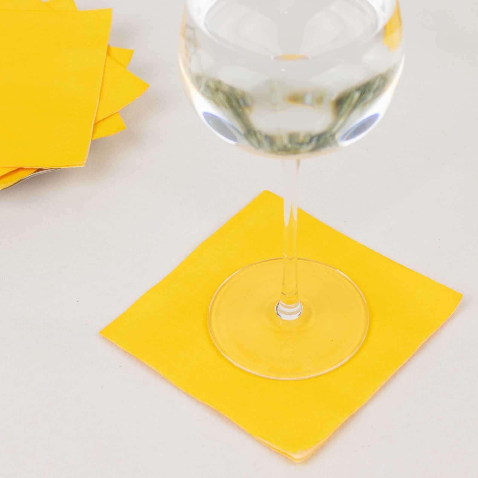 50-Pack Paper Beverage Napkins 2 Ply Yellow 5"x5" - Soft Disposable Cocktail Napkins 18GSM - Image 9