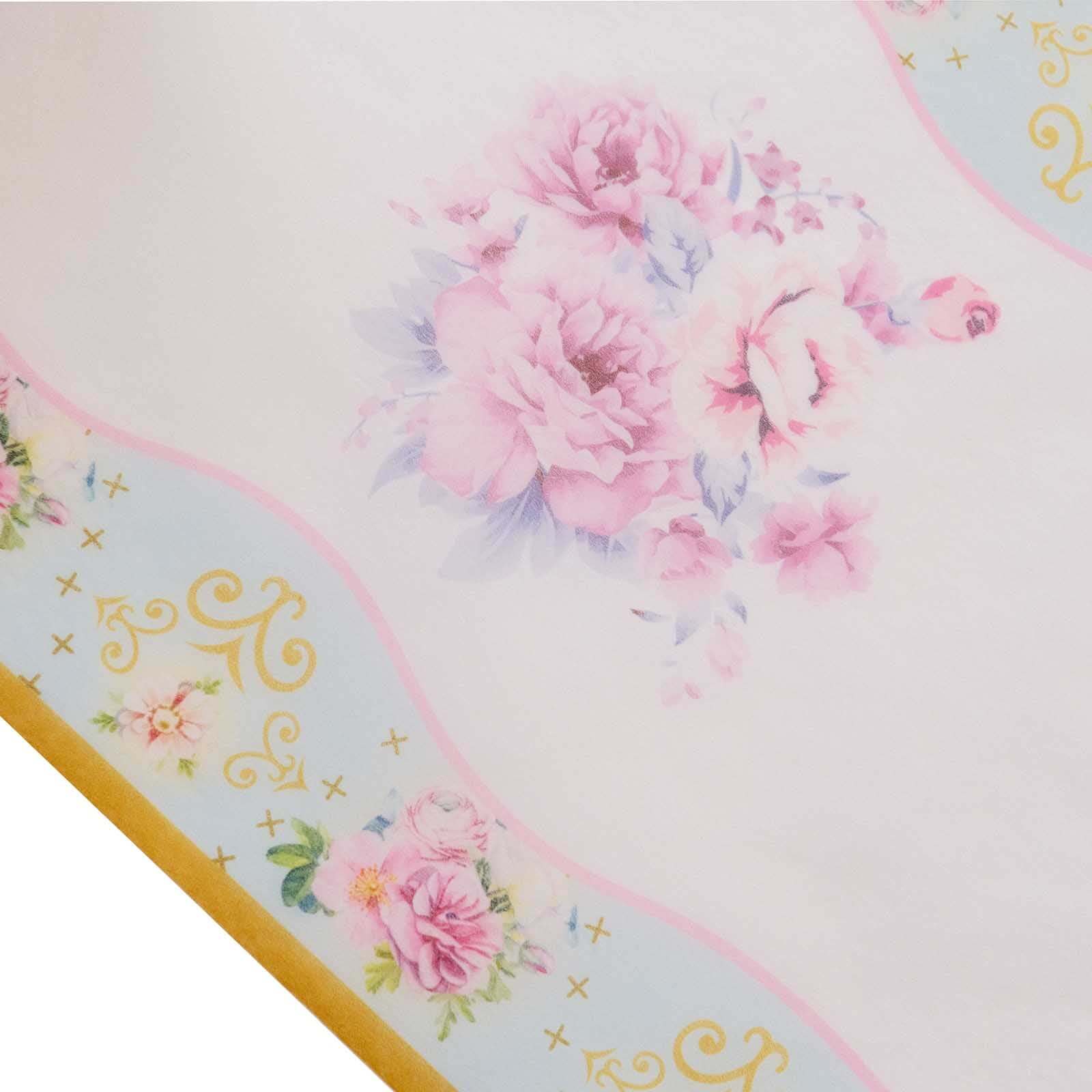 Disposable Table Runner 11"x108" White with Pink Peony Floral Print - Non-woven Stylish Spring Summer Dining Decor - Image 10
