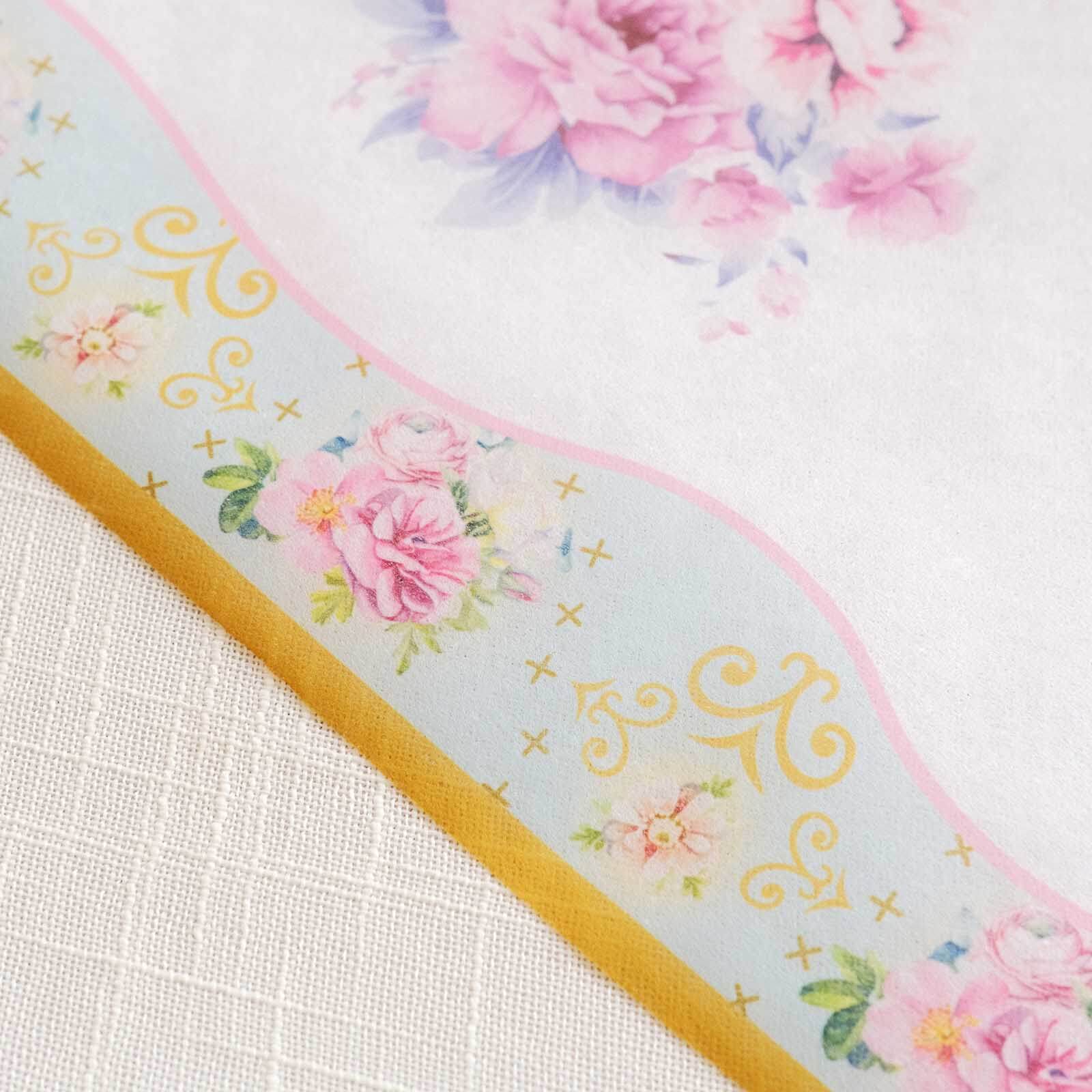 Disposable Table Runner 11"x108" White with Pink Peony Floral Print - Non-woven Stylish Spring Summer Dining Decor - Image 2