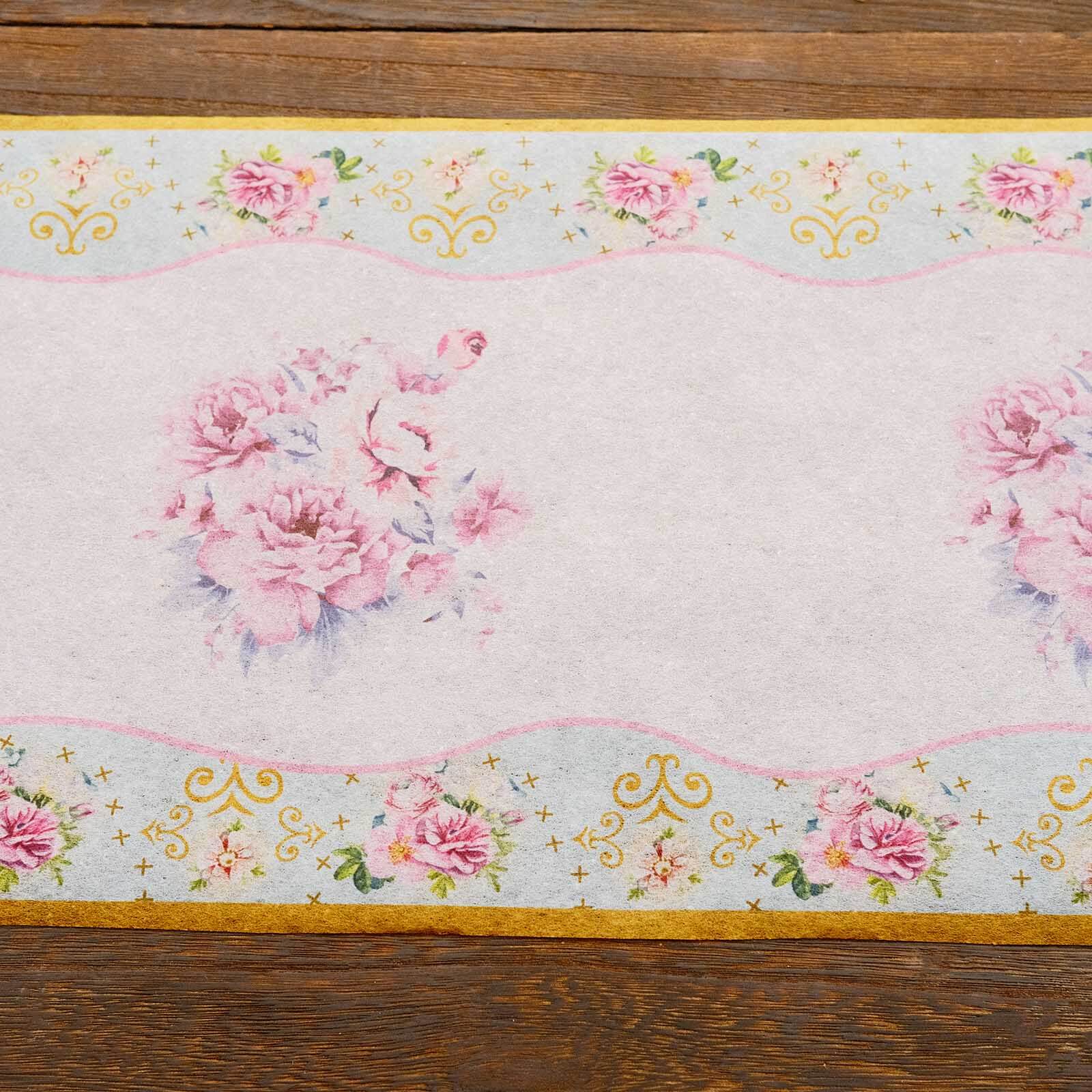 Disposable Table Runner 11"x108" White with Pink Peony Floral Print - Non-woven Stylish Spring Summer Dining Decor - Image 9
