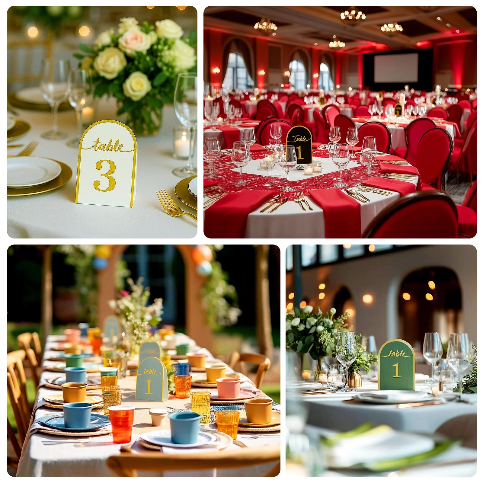 25-Pack Disposable Table Numbers 7" Metallic Gold Free Standing Double Sided Table Number Place Cards with White Numbers 1-25 - Image 5