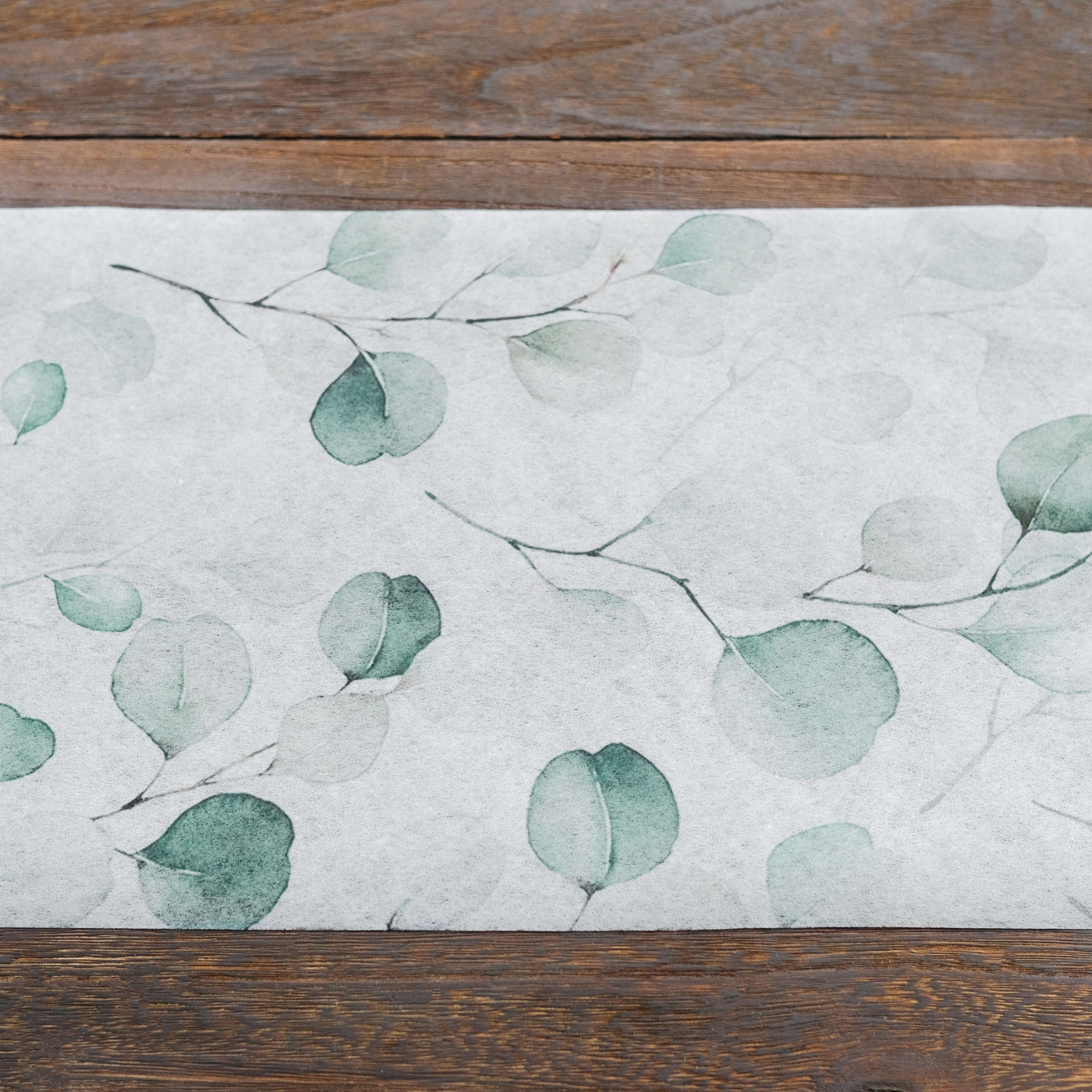 Disposable Table Runner 11"x108" White with Green Eucalyptus Leaves Print - Non-woven Stylish Spring Summer Dining Decor - Image 7