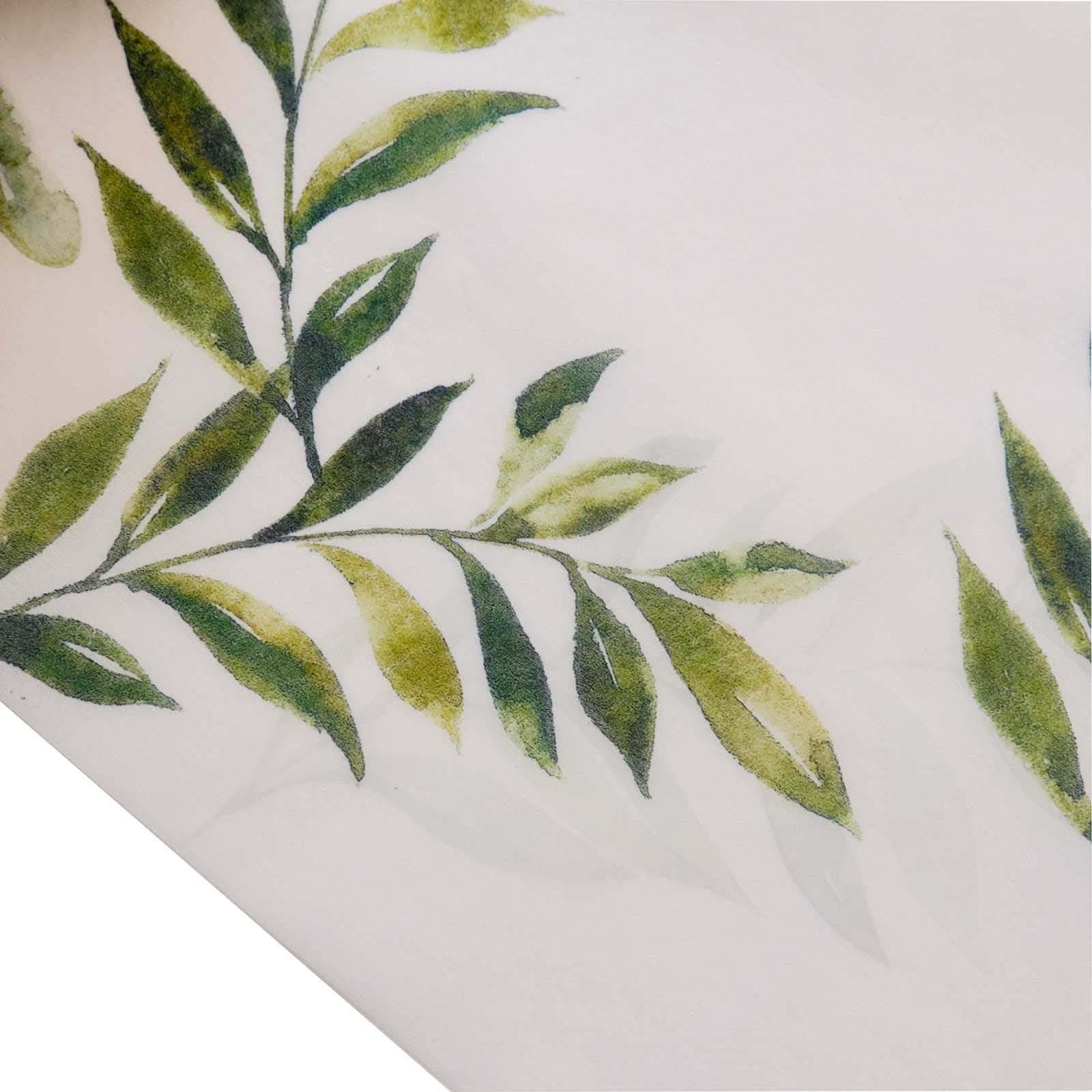 Disposable Table Runner 11"x108" White with Green Olive Leaves Print - Non-woven Stylish Spring Summer Dining Decor - Image 10