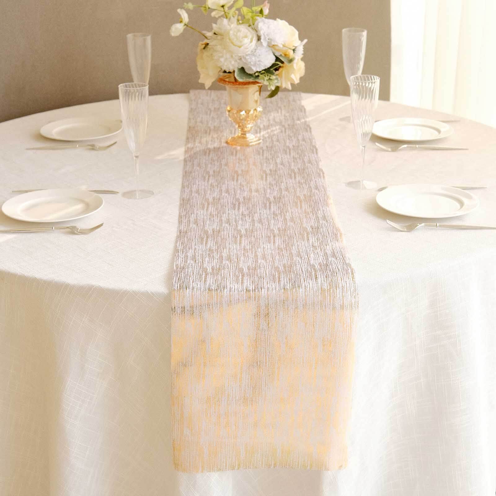 Disposable Table Runner Roll 11"x108" Metallic Gold Faux Suede Print - Stylish Non-Woven Event Decoration - Image 5