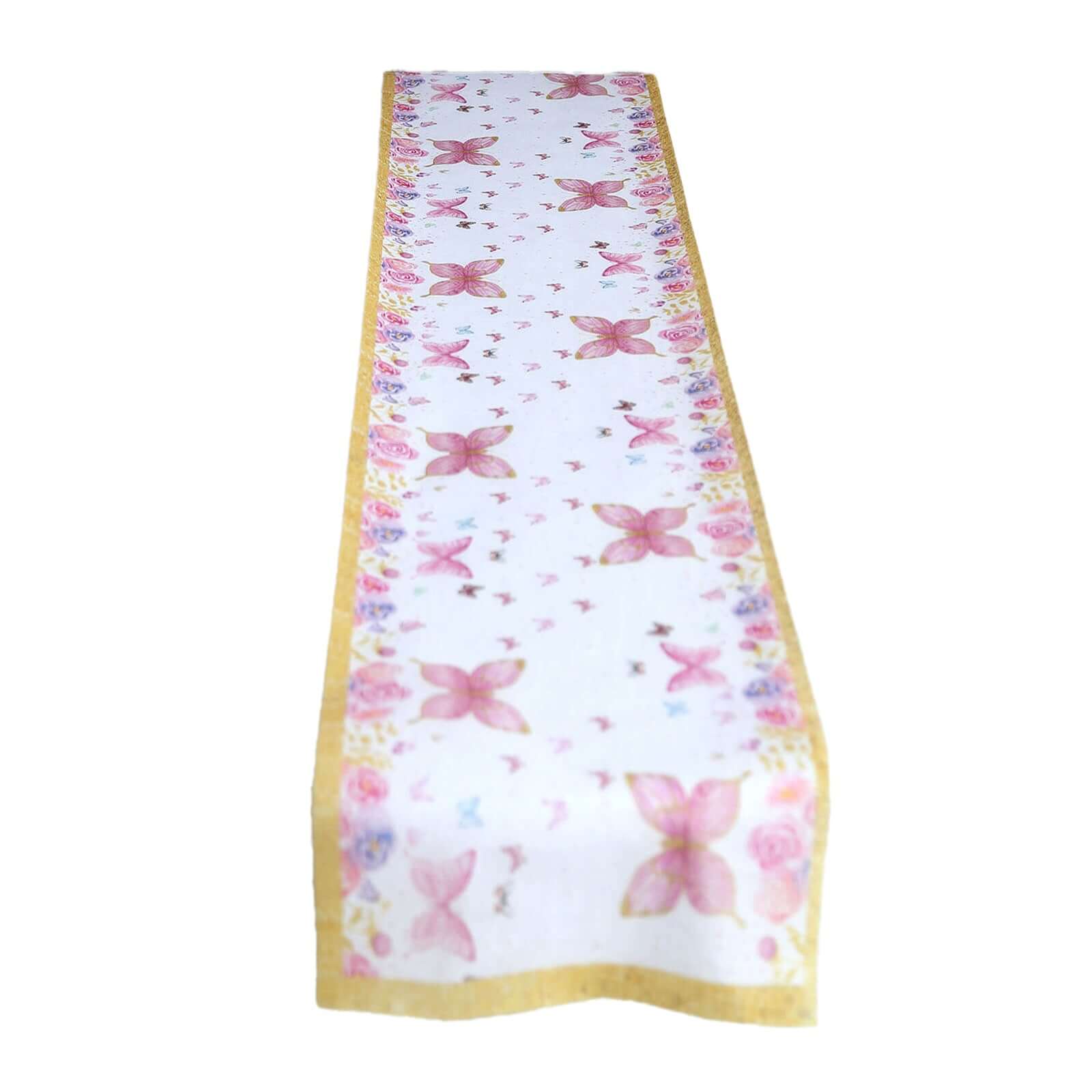 5 Pack Disposable Table Runners 11"x108" White with Pink Butterflies - Non-woven Stylish Spring Summer Dining Decor - Image 10