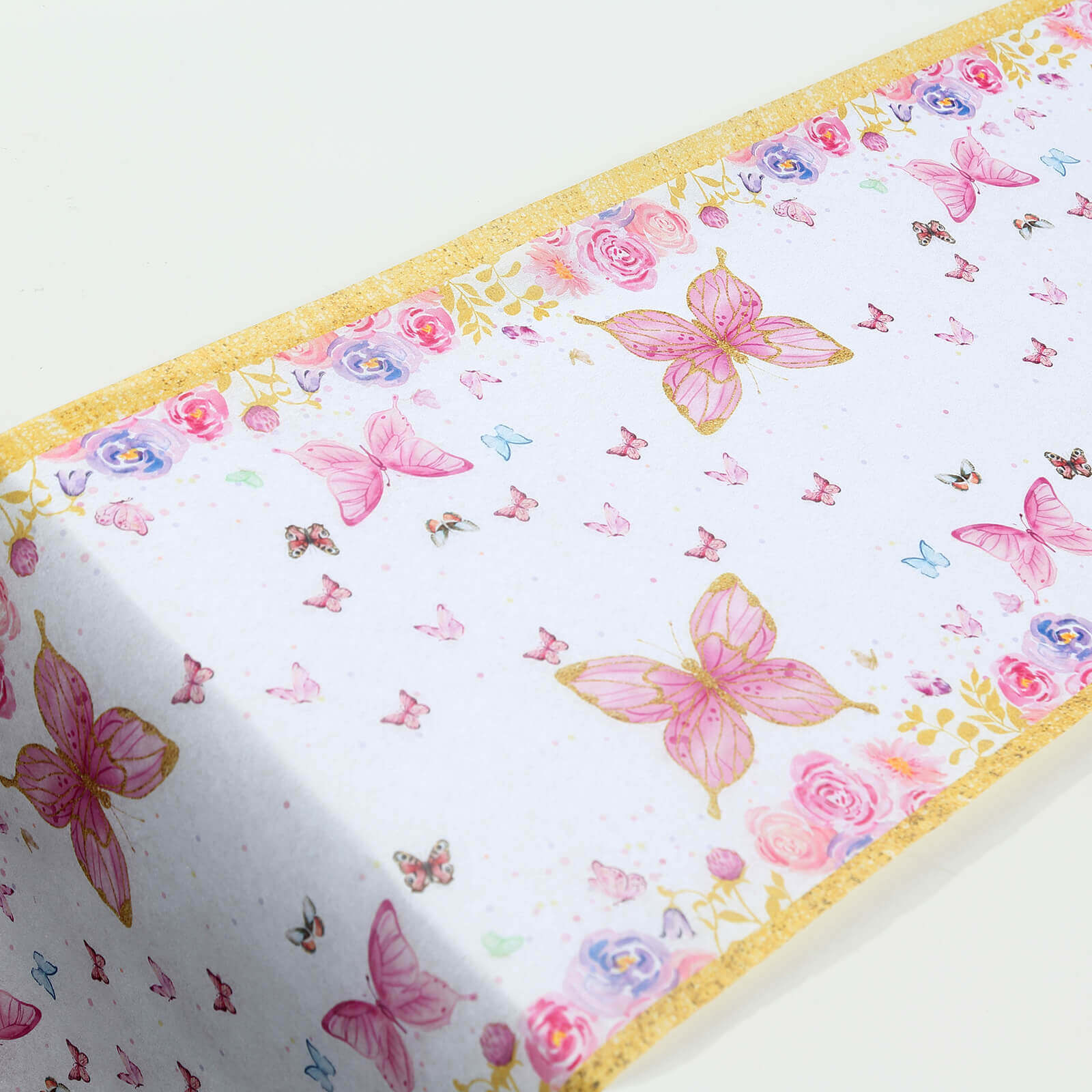 5 Pack Disposable Table Runners 11"x108" White with Pink Butterflies - Non-woven Stylish Spring Summer Dining Decor - Image 6