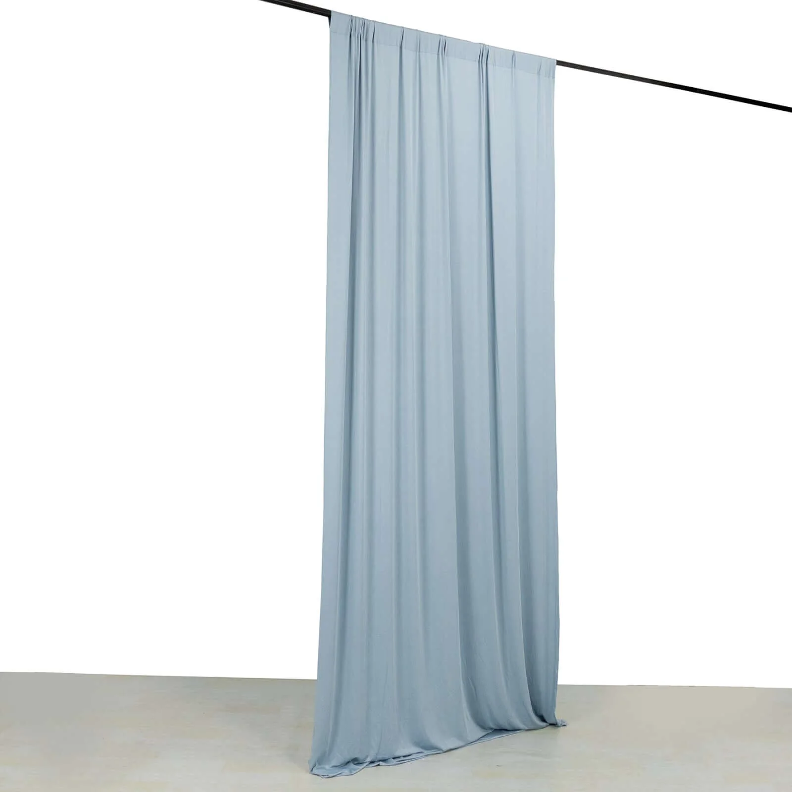 Dusty Blue 4-Way Stretch Spandex Backdrop Drape Curtain, Wrinkle Free Event Divider Panel with Rod Pockets - 5ftx10ft - Image 3
