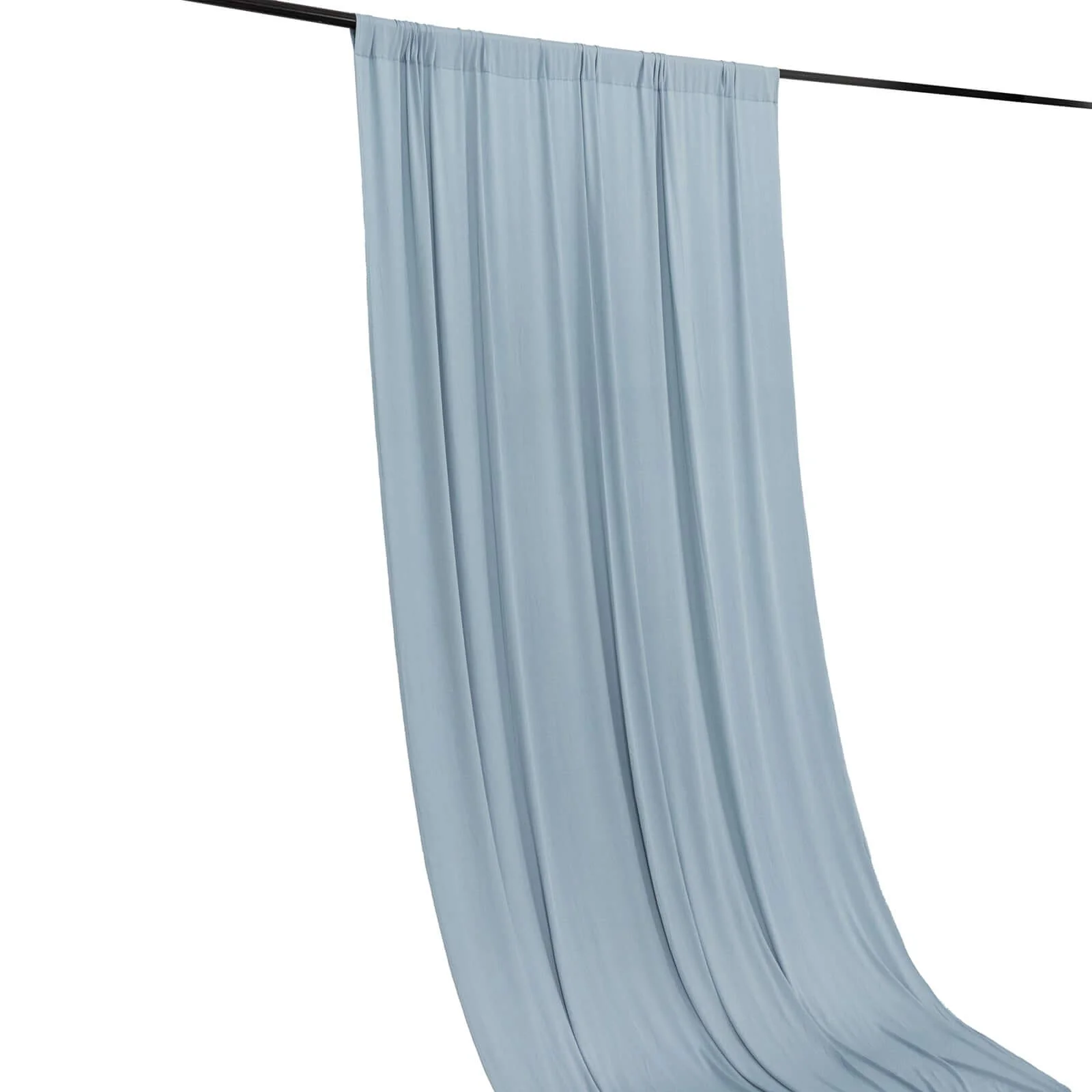Dusty Blue 4-Way Stretch Spandex Backdrop Drape Curtain, Wrinkle Free Event Divider Panel with Rod Pockets - 5ftx10ft - Image 7