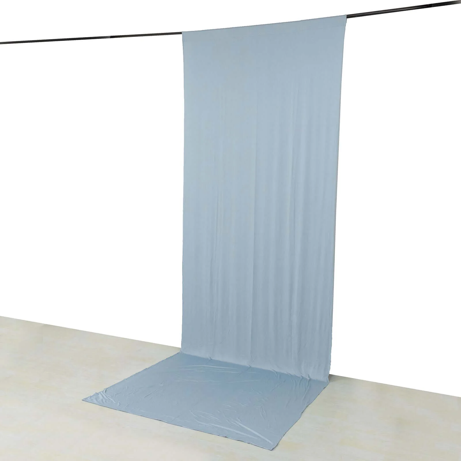 Dusty Blue 4-Way Stretch Spandex Backdrop Drape Curtain, Wrinkle Free Event Divider Panel with Rod Pockets - 5ftx14ft - Image 3