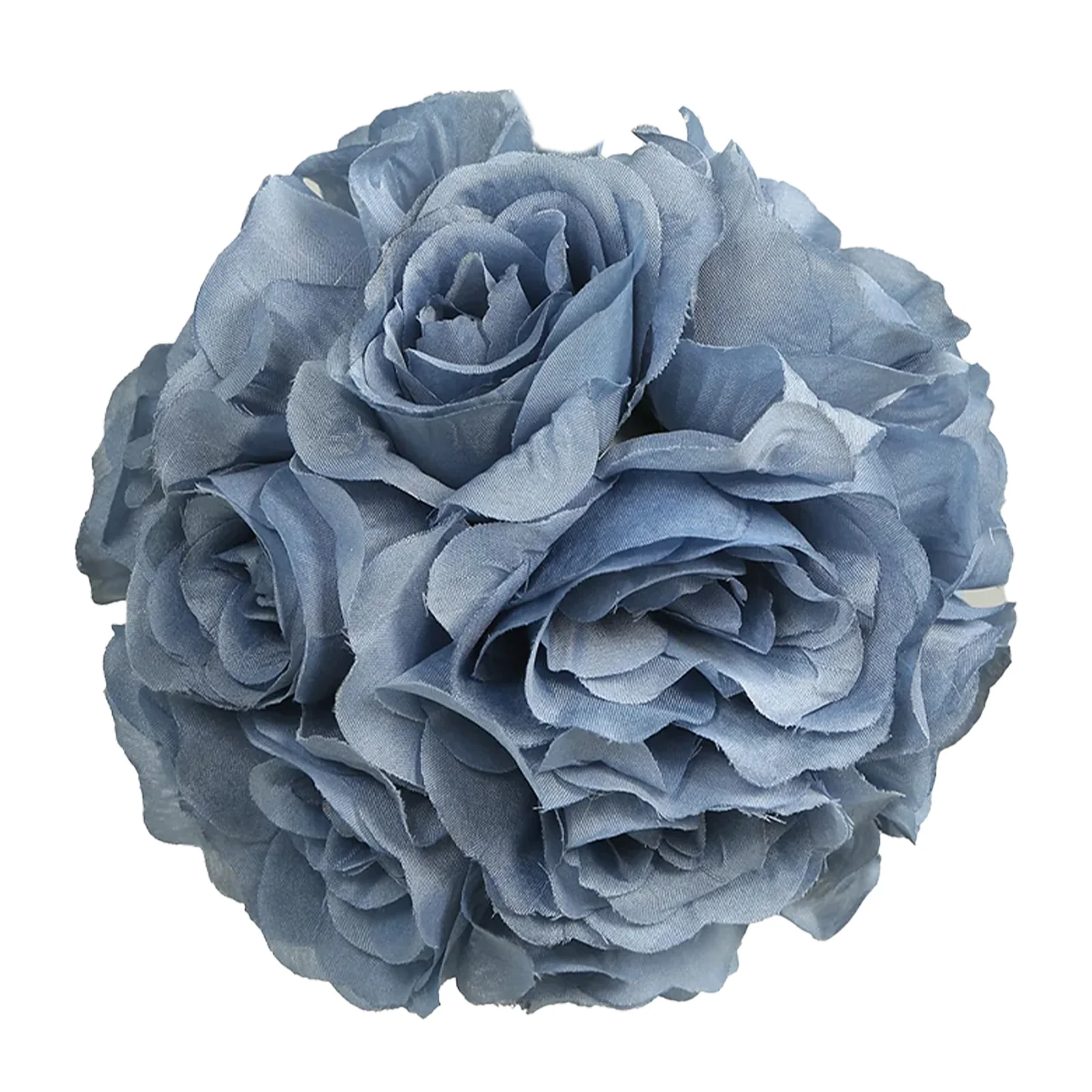 2 Pack Dusty Blue Artificial Silk Rose Kissing Ball, Faux Flower Ball 7" - Image 8