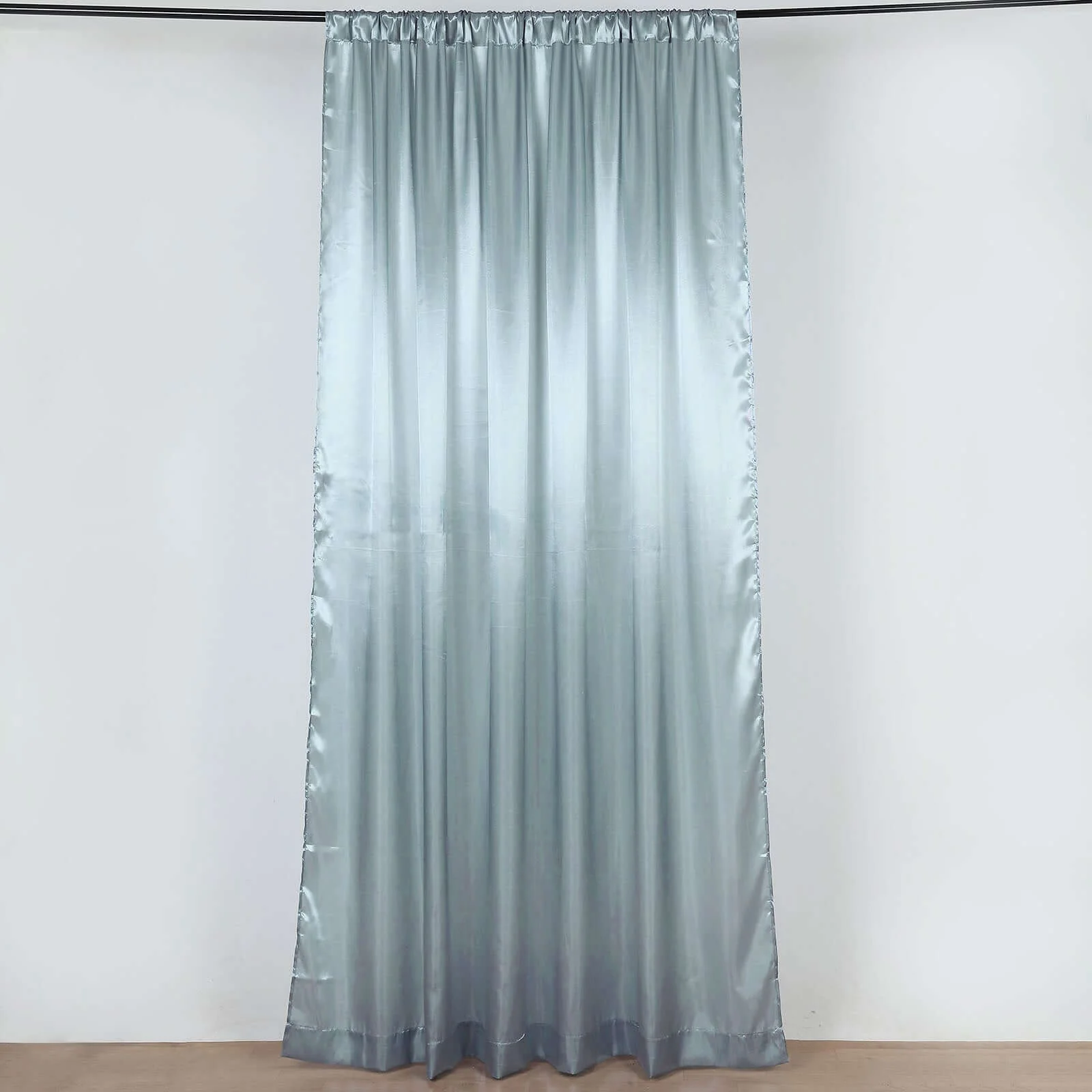Dusty Blue Satin Backdrop Drape Curtain, Photo Booth Event Divider Panel - 8ftx10ft - Image 6