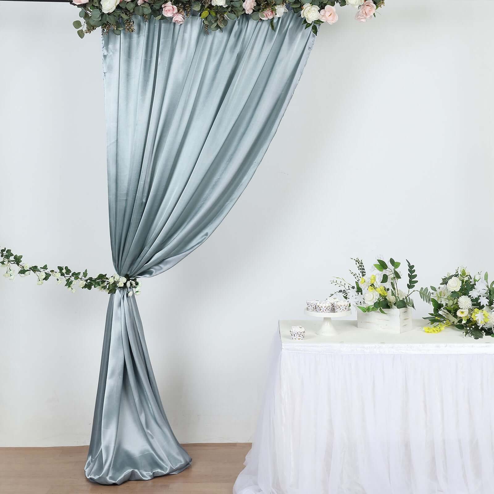 Dusty Blue Satin Backdrop Drape Curtain, Photo Booth Event Divider Panel - 8ftx10ft - Image 8
