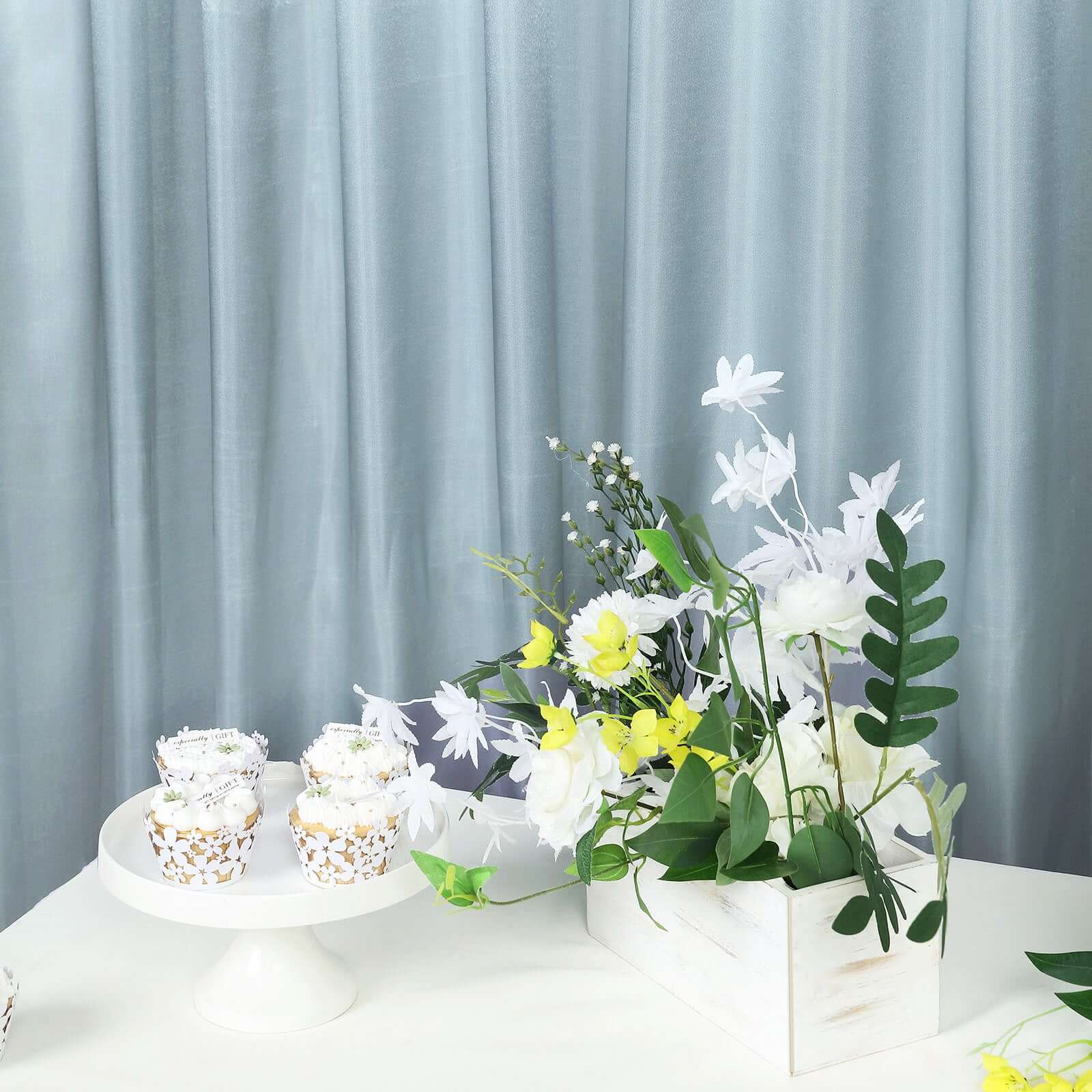 Dusty Blue Satin Backdrop Drape Curtain, Photo Booth Event Divider Panel - 8ftx10ft - Image 9